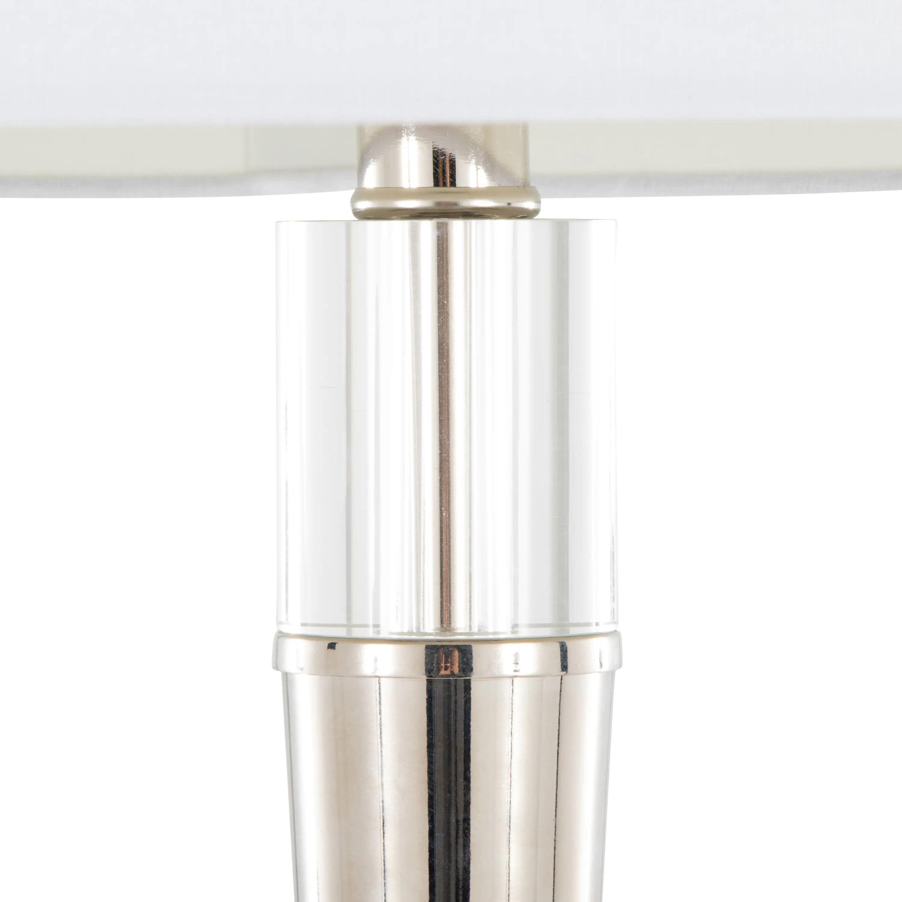 Angle. Loheer - Loheer Polished Nickel Floor Lamp with K9 Crystal and White Linen Shade for Bedroom and Living Room Set of Two - Clear,Nickel,White.