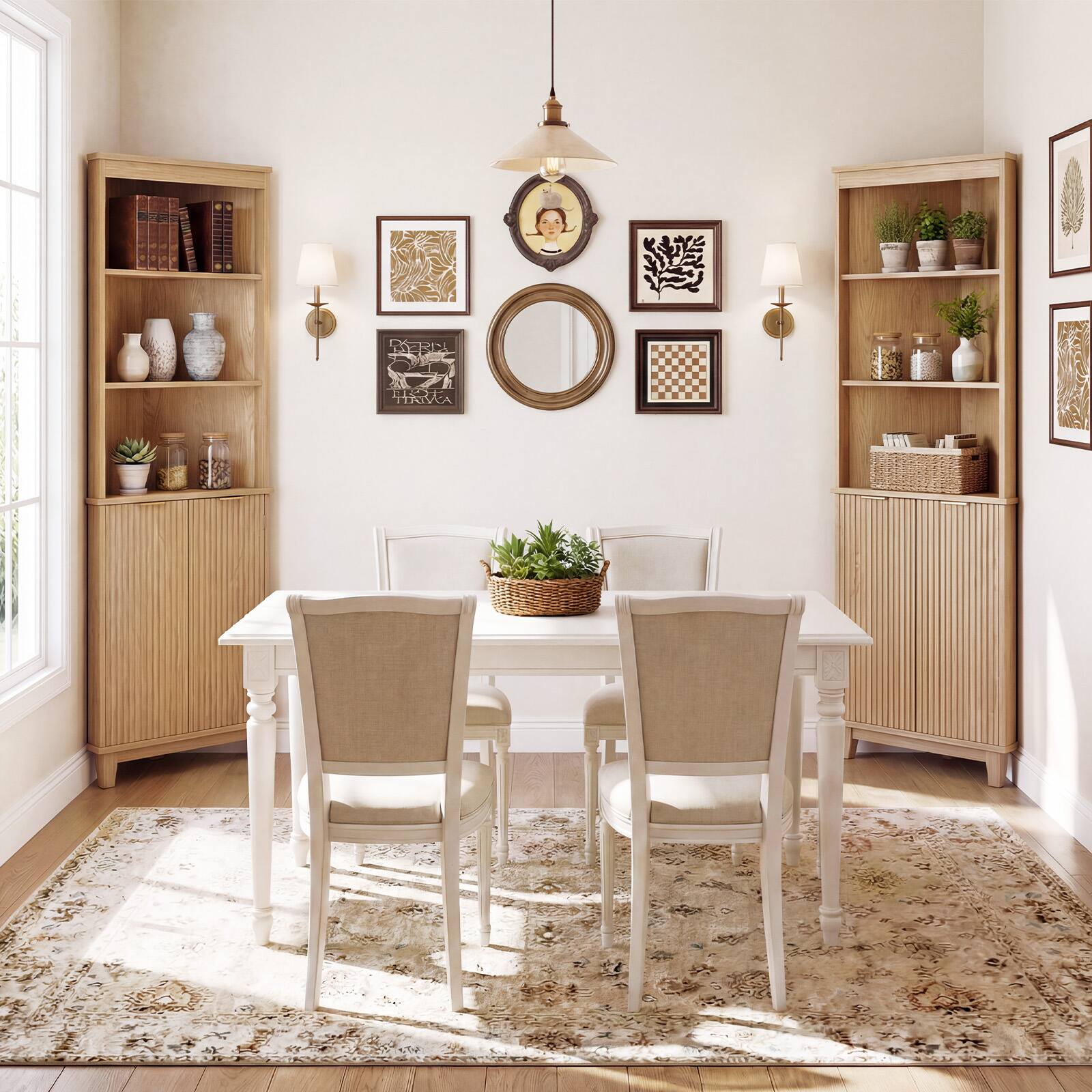 Alt View 5. Costway - Costway 68" Tall Corner Cabinet with Fluted Doors, 6-Tier Space Saver Display Shelves Bathroom Storage Cabinet - Oak.