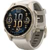 The watch is a Garmin FNIX VO2. It is displaying the time, which is 10:19. The watch also shows the date, which is August 3rd. The watch is designed to track various fitness metrics, such as VO2 max, which is currently at 34.28. The watch also displays the number of steps taken, which is 2,500.