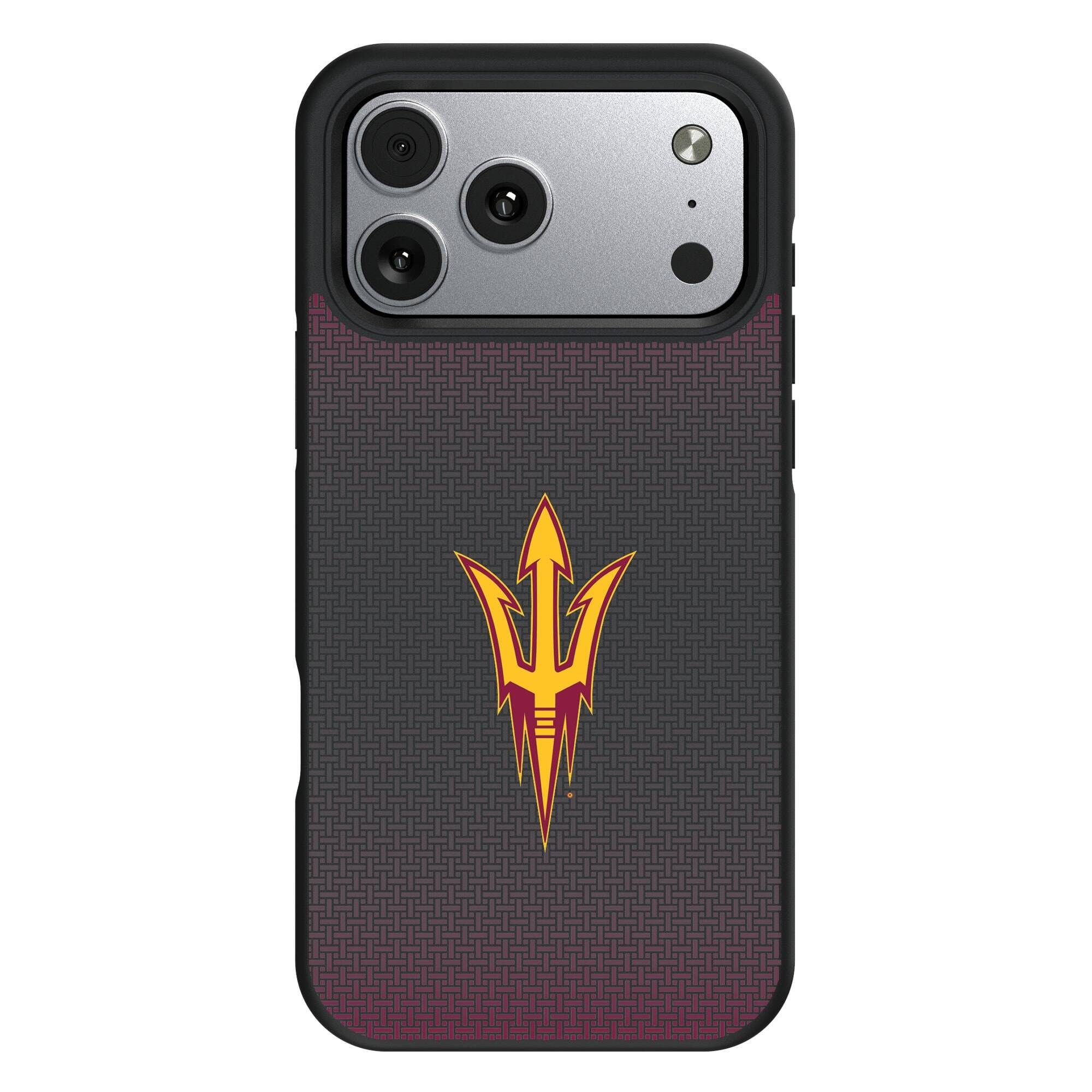 Front. Keyscaper - Arizona State Sun Devils Bump Case with 8.2ft Drop Protection - 14 Pro Max - Black.