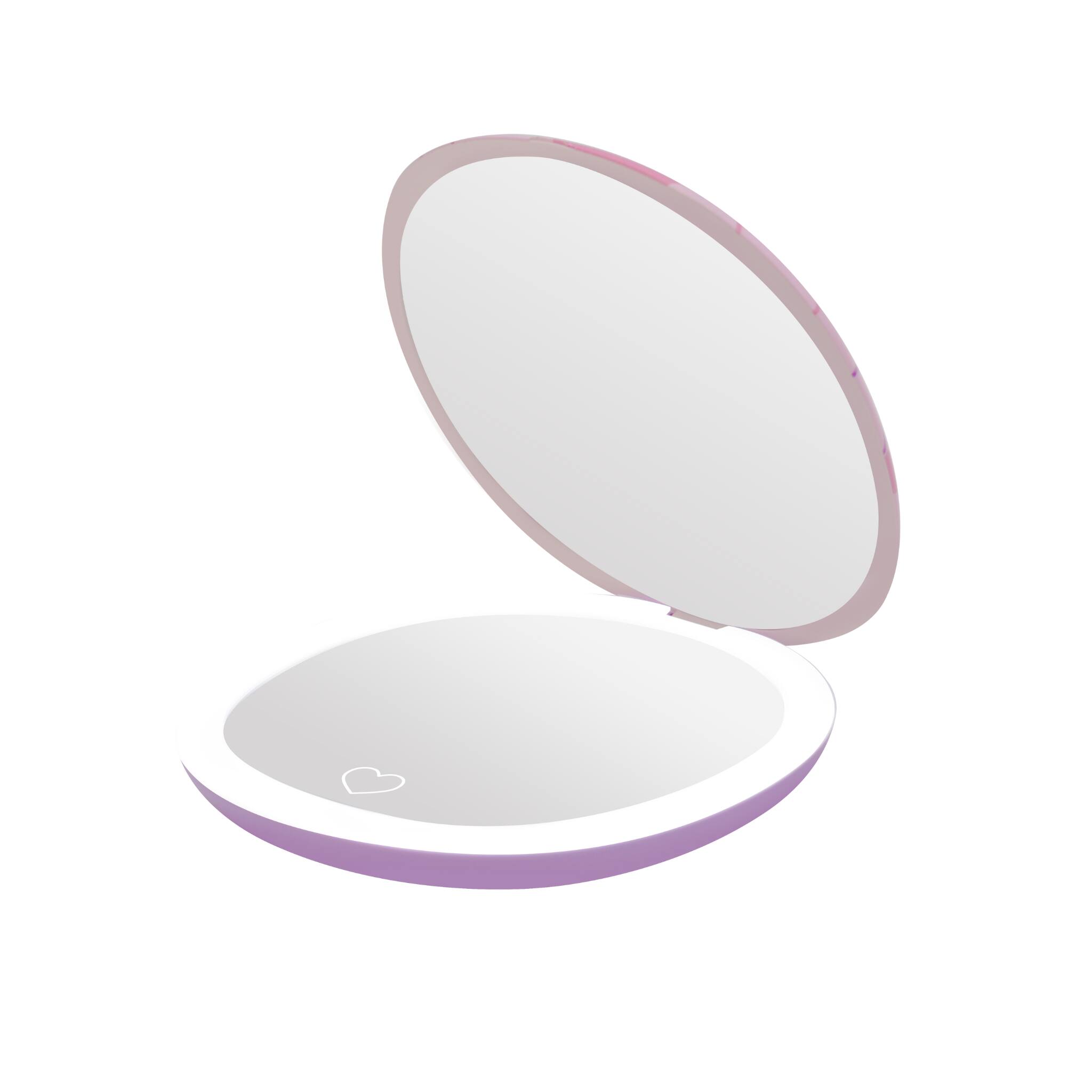Angle. Impressions Vanity Co. - "Angel" Rechargeable LED Compact Mirror - Pink.