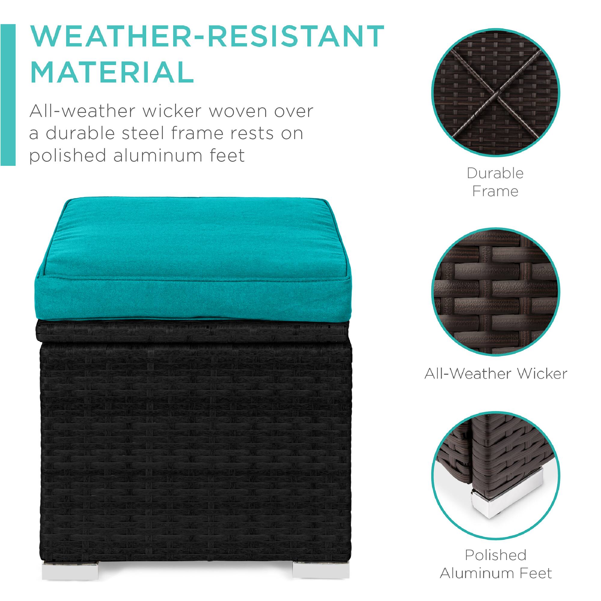 WEATHER-RESISTANT MATERIAL

All-weather wicker woven over a durable steel frame rests on polished aluminum feet

- Durable Frame
- All-Weather Wicker
- Polished Aluminum Feet