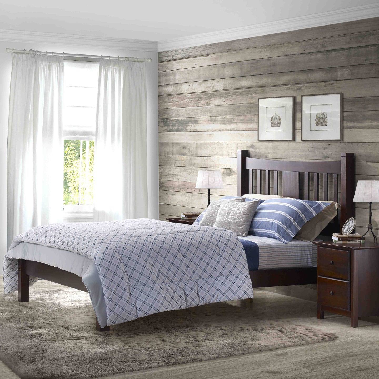 Left. Hivvago - Hivvago Queen Farmhouse Style Solid Wood Platform Bed Frame with Headboard - Cherry.