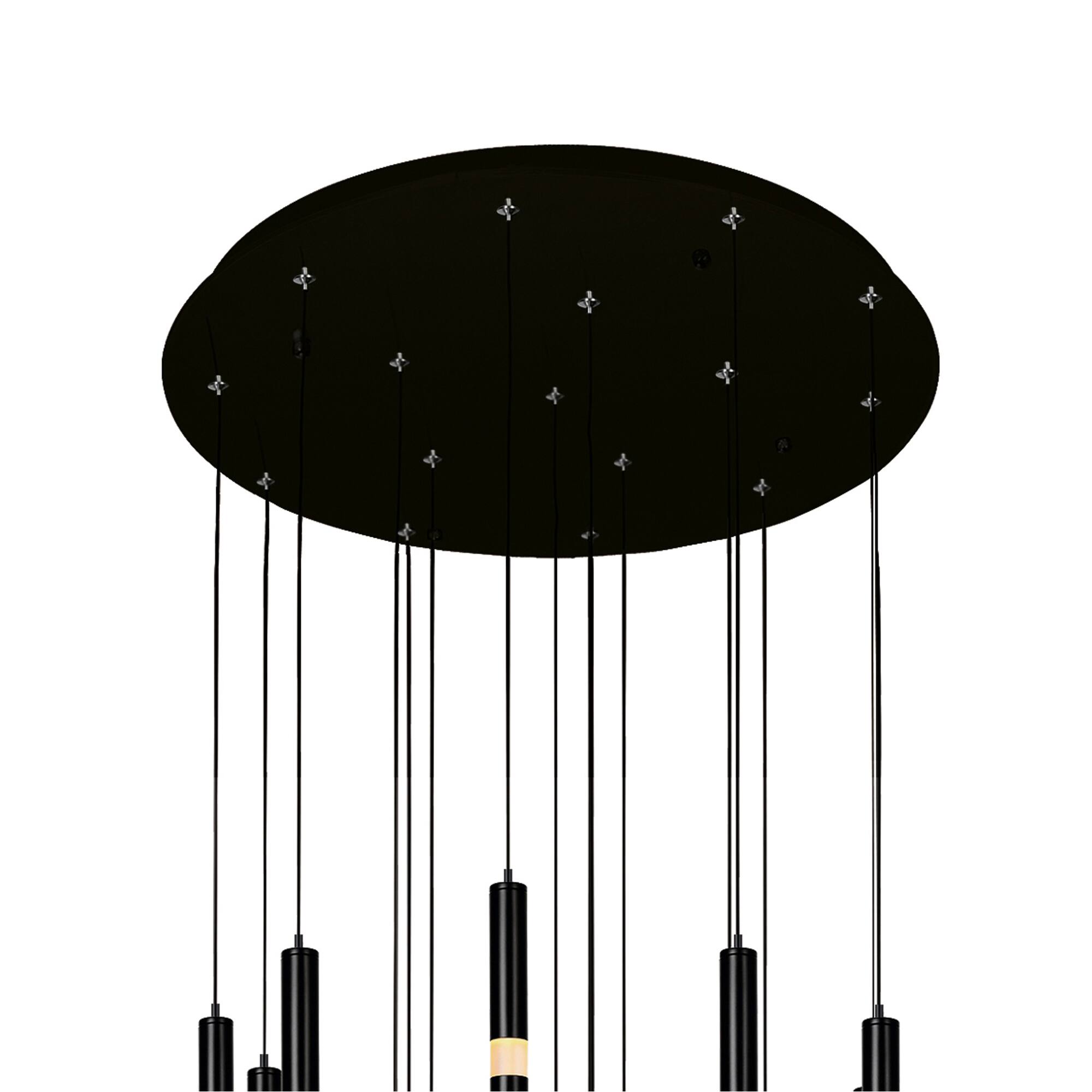 Alt View 1. CWI Lighting - Flute 16 Light LED Chandelier With Black Finish - Black.