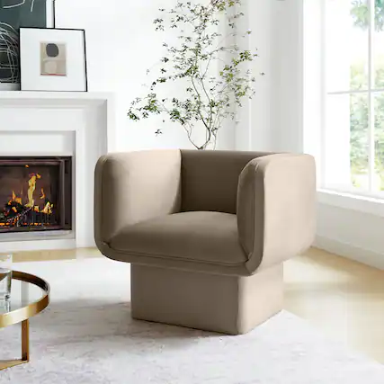 Front. Modway - Tate Performance Velvet Accent Chair by Modway - Taupe.