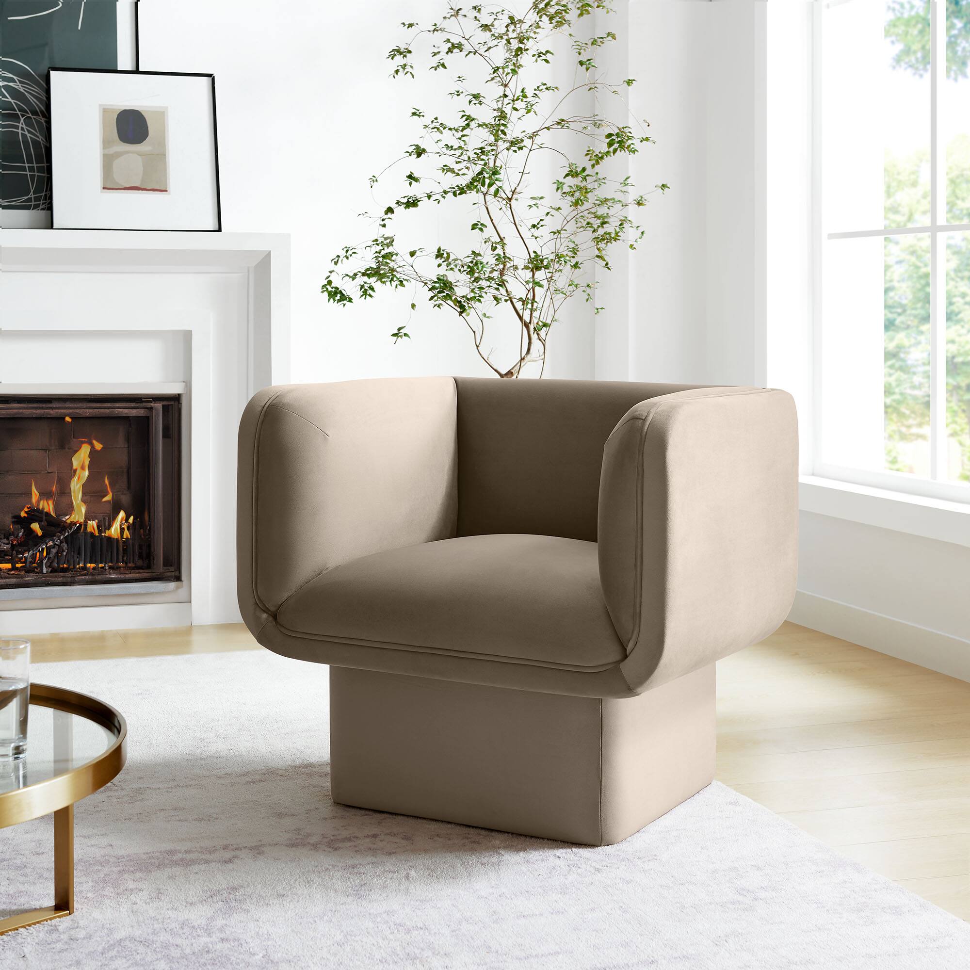 Front. Modway - Tate Performance Velvet Accent Chair by Modway - Taupe.
