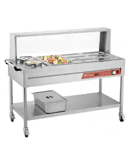 VEVOR - Commercial Food Warmer, 7 Pans + 2 Pots Electric Steam Table, 1800W Professional Buffet Catering Food Warmer - Silver
