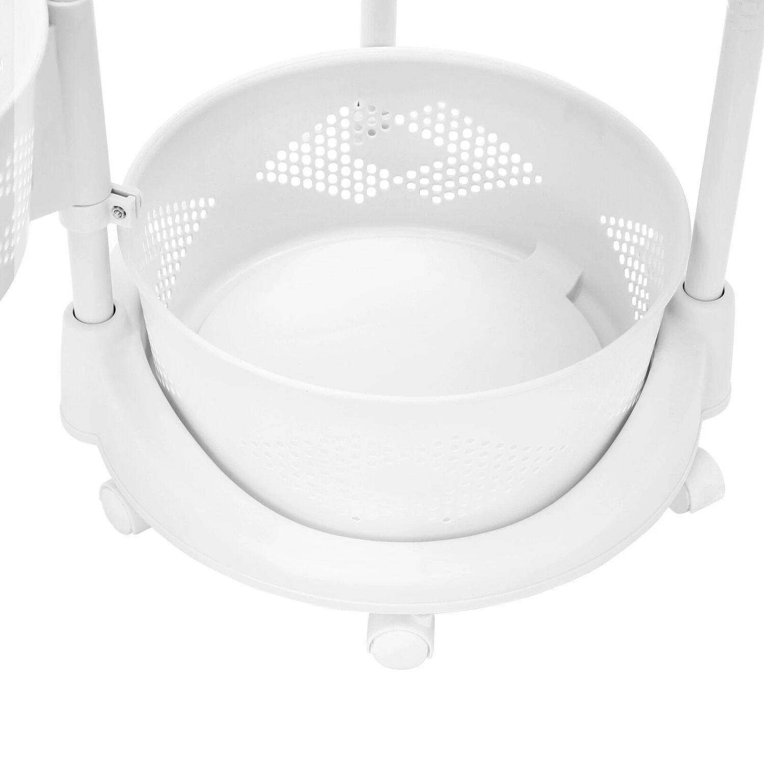 Alt View 4. Home Collection - 3-Tier Rotating Kitchen Storage Cart – Vegetable & Fruit Basket Rack Organizer - White.