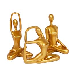 Mind Reader - Yoga Figurine Set, Meditation Statues for Home, Office, Elegant Mindful Gift, Resin, Set of 3 - Gold