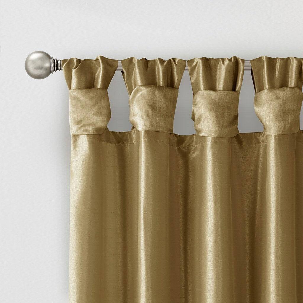 Back. BreeBe - Twist Tab Lined Window Curtain Panel Bronze 50x120' - Bronze.