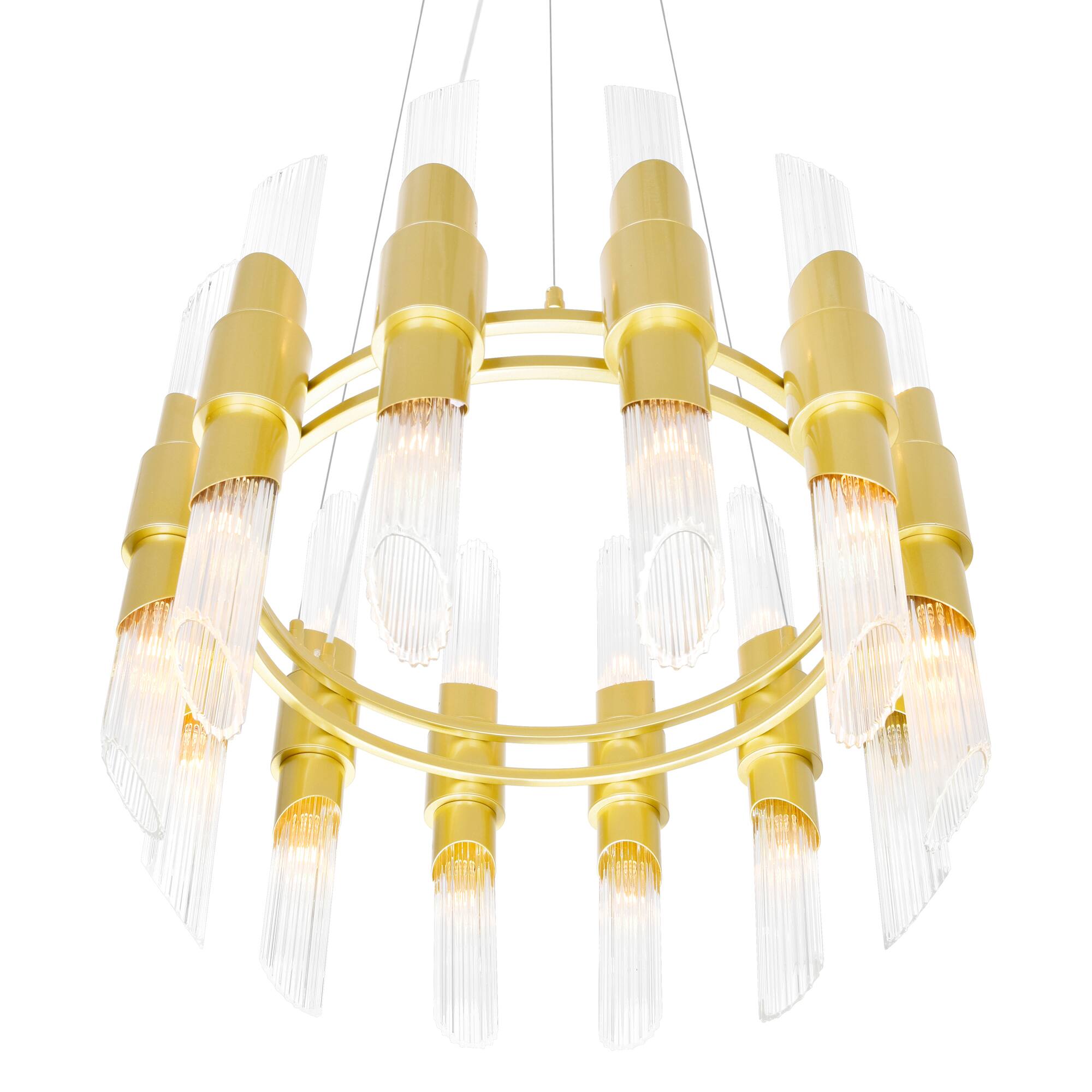 Left. CWI Lighting - Croissant 24 Light Chandelier With Satin Gold Finish - Satin Gold.