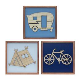 BreeBe - Wood Adventure Wall Frames (Set of 3) - Blue, Brown