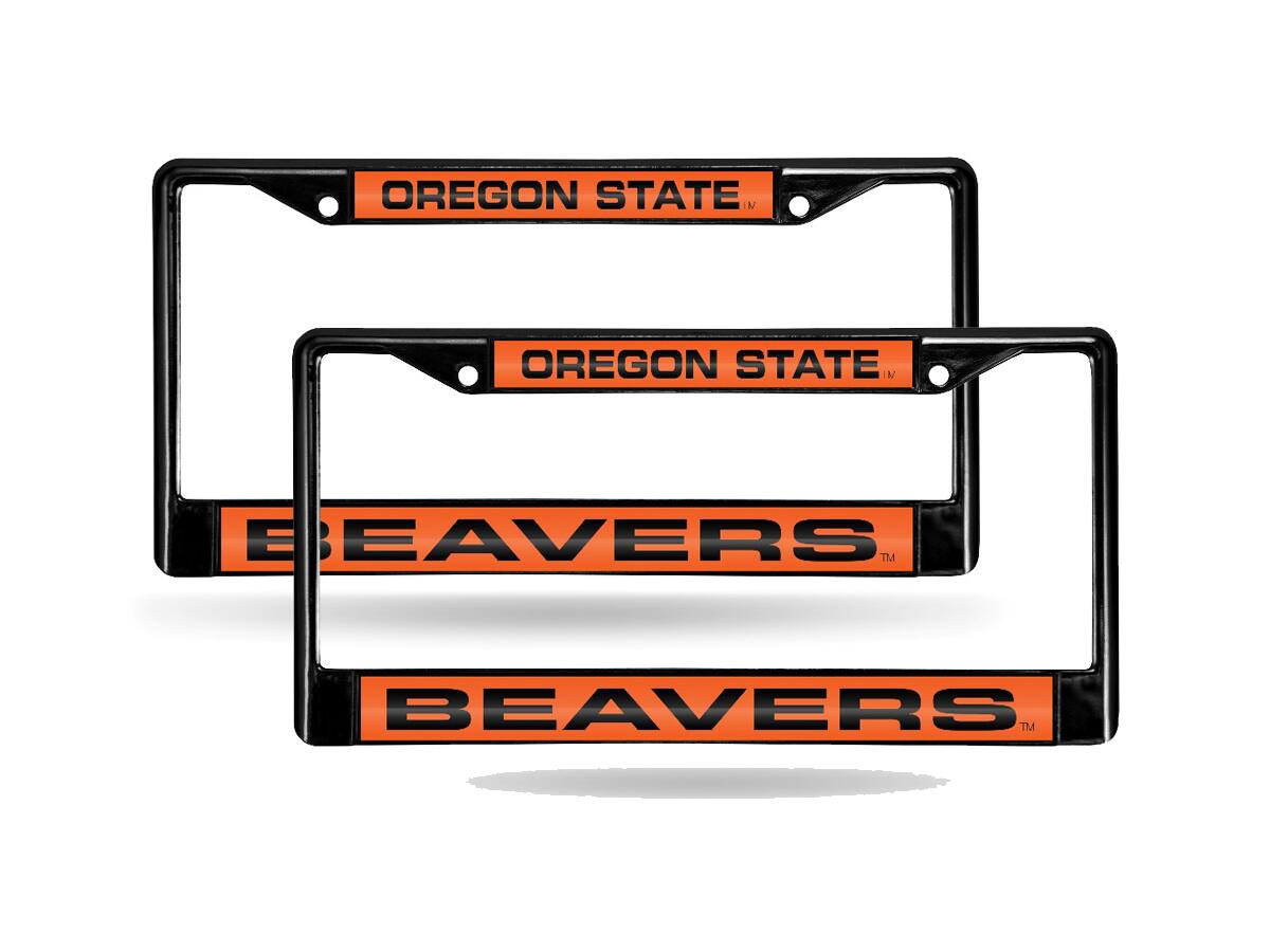 Oregon State Beavers Black Metal Laser License Plate Frame - Set of 2 Frames