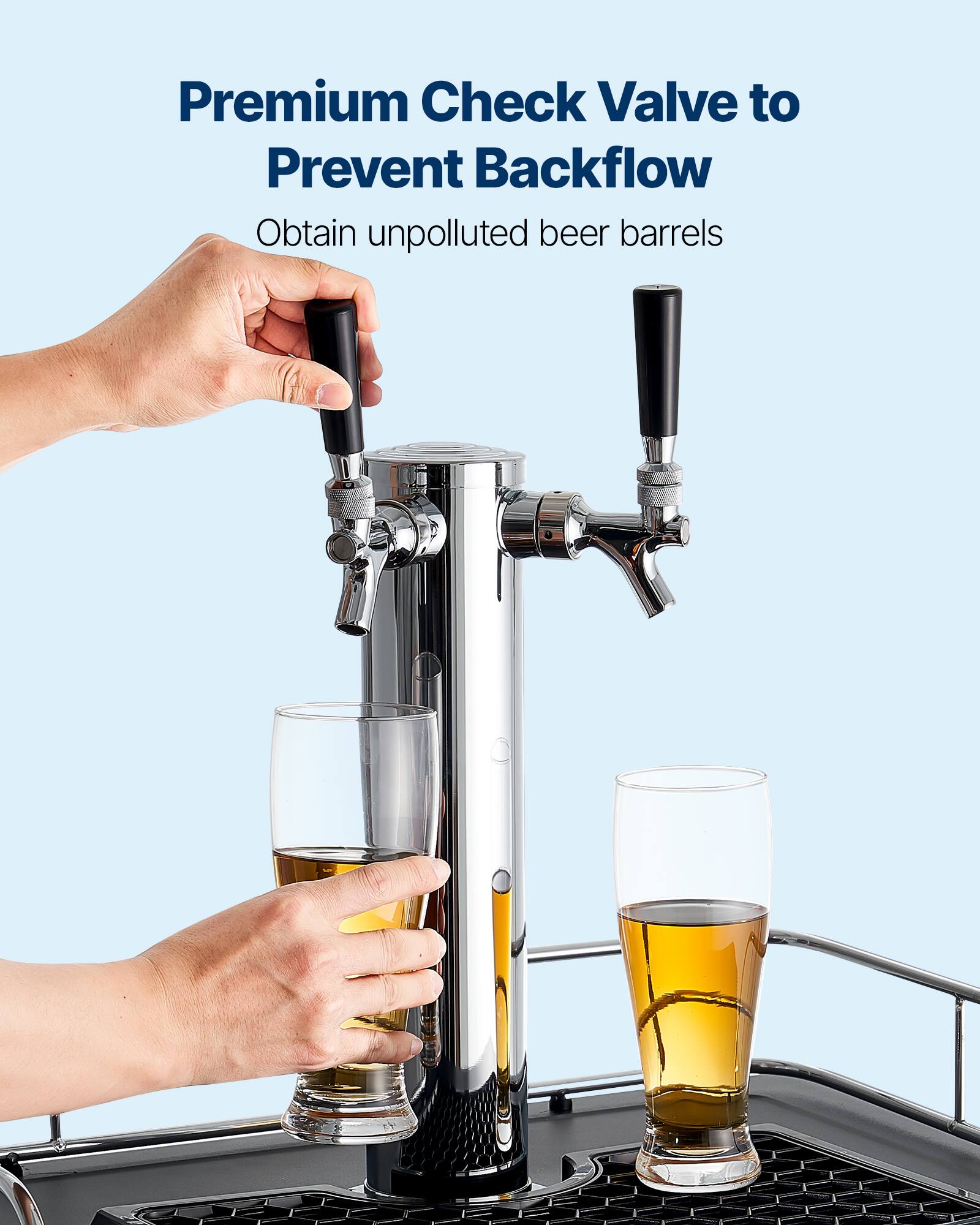 Premium Check Valve to Prevent Backflow  
Obtain unpolluted beer barrels
