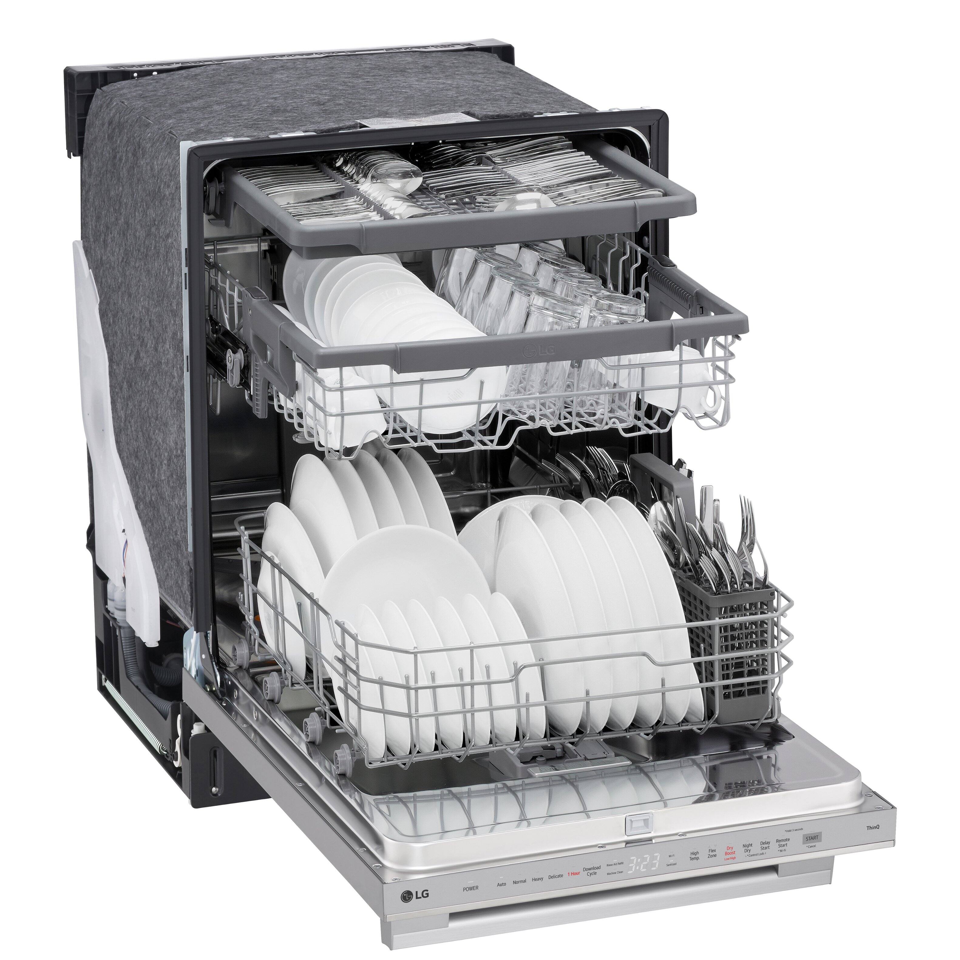 Alt View 18. LG - 24" Top Control Smart Built-In Stainless Steel Tub Dishwasher with 3rd Rack, QuadWash Pro, and 46dB - Stainless Steel.