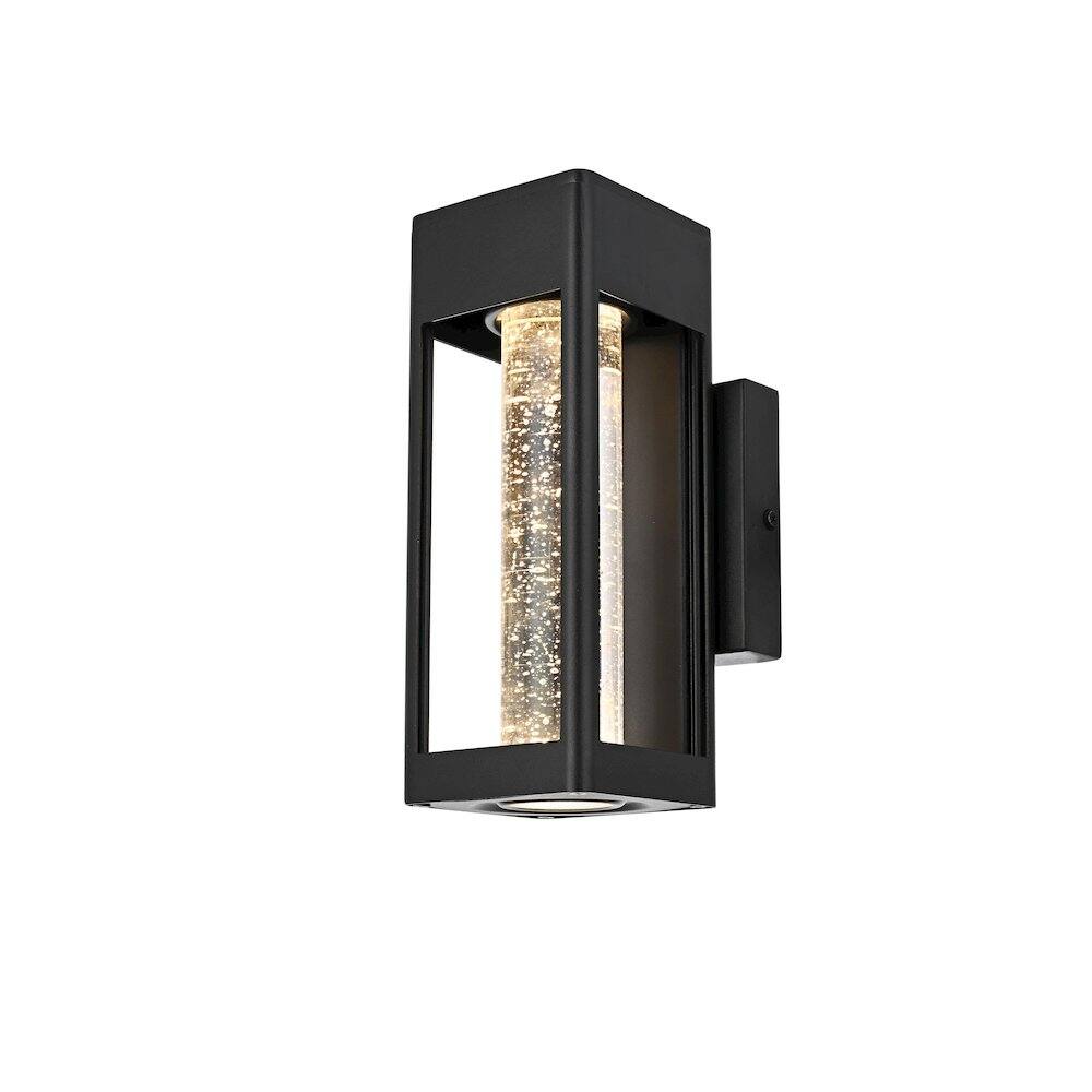 Back. Elegant Lighting - Amaris 10 inch LED Outdoor Wall sconce in Black - Black And Clear.