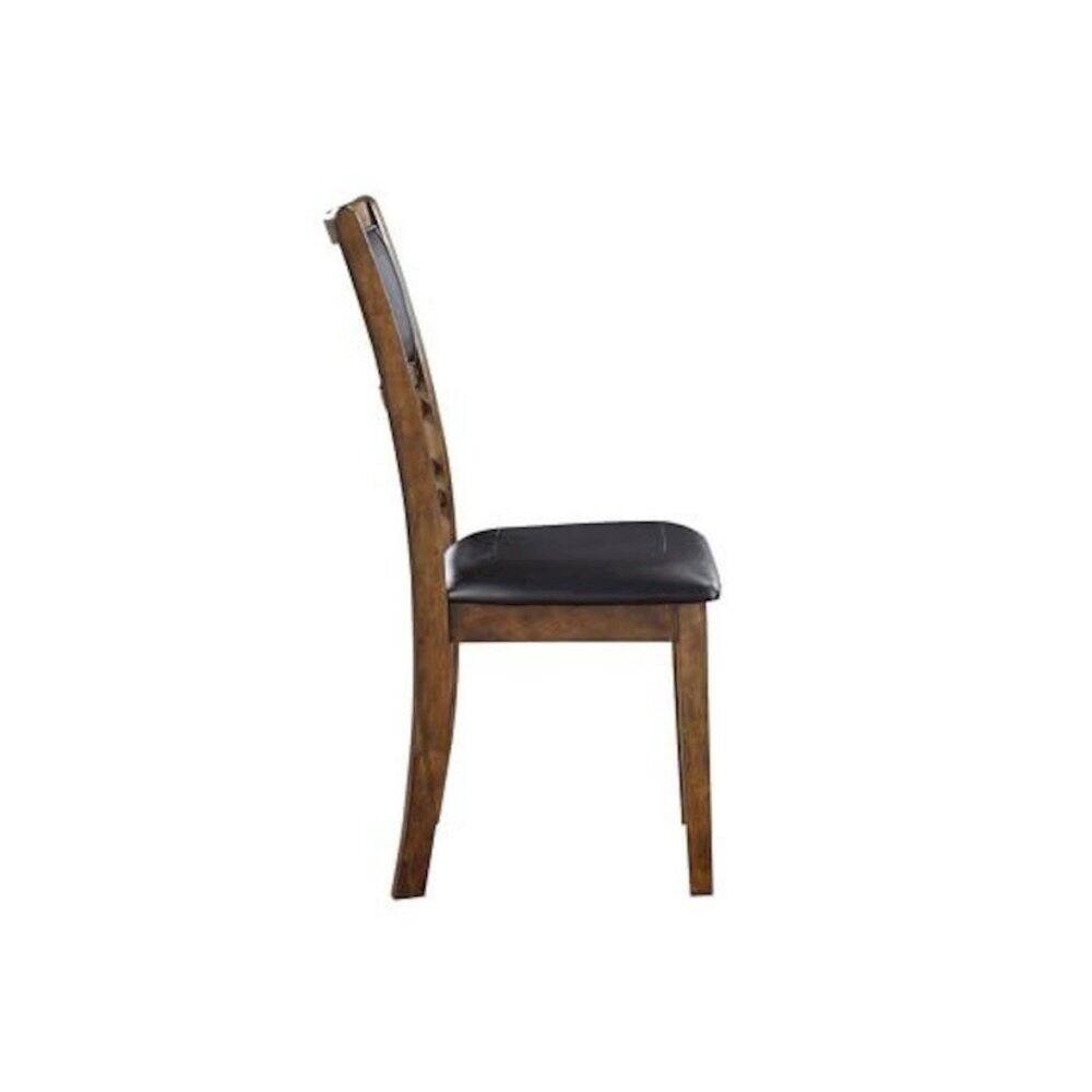 Back. FurniFact - Wood Dining Chair Set of 4 PU Seat Ebony Brown - Brown.