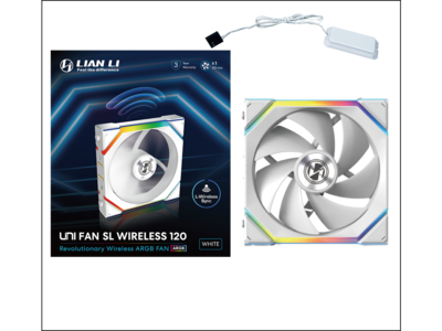 Lian Li UNI FAN SL Wireless 120mm ARGB Case Fan Single White Lian Li UNI FAN SL Wireless 120mm ARGB Case Fan Single White