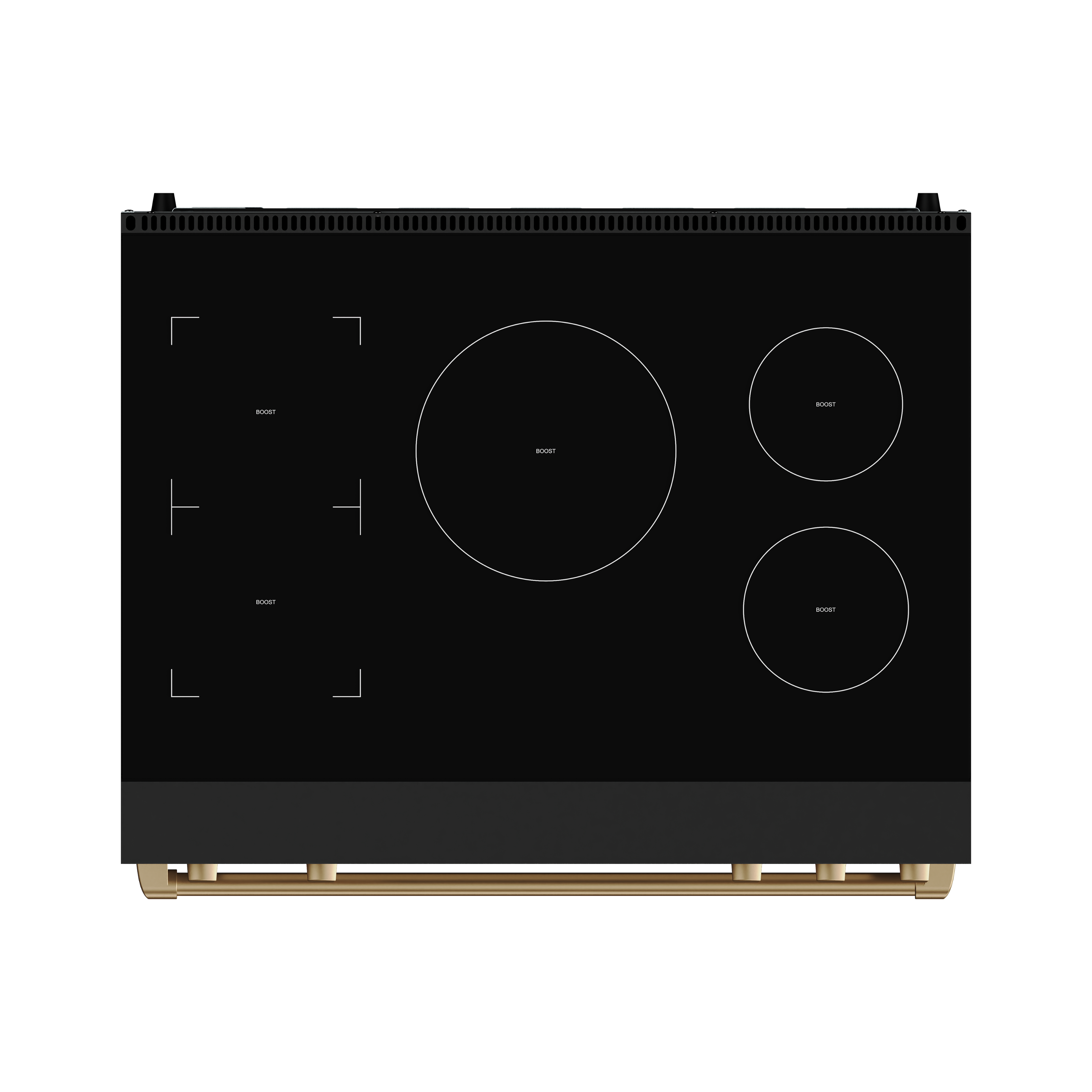 Back. Thor Kitchen - Gordon Ramsay Series by Thor Kitchen 6.0 Cu. Ft Freestanding Induction Range with Bronze Hardware - Matte Black.