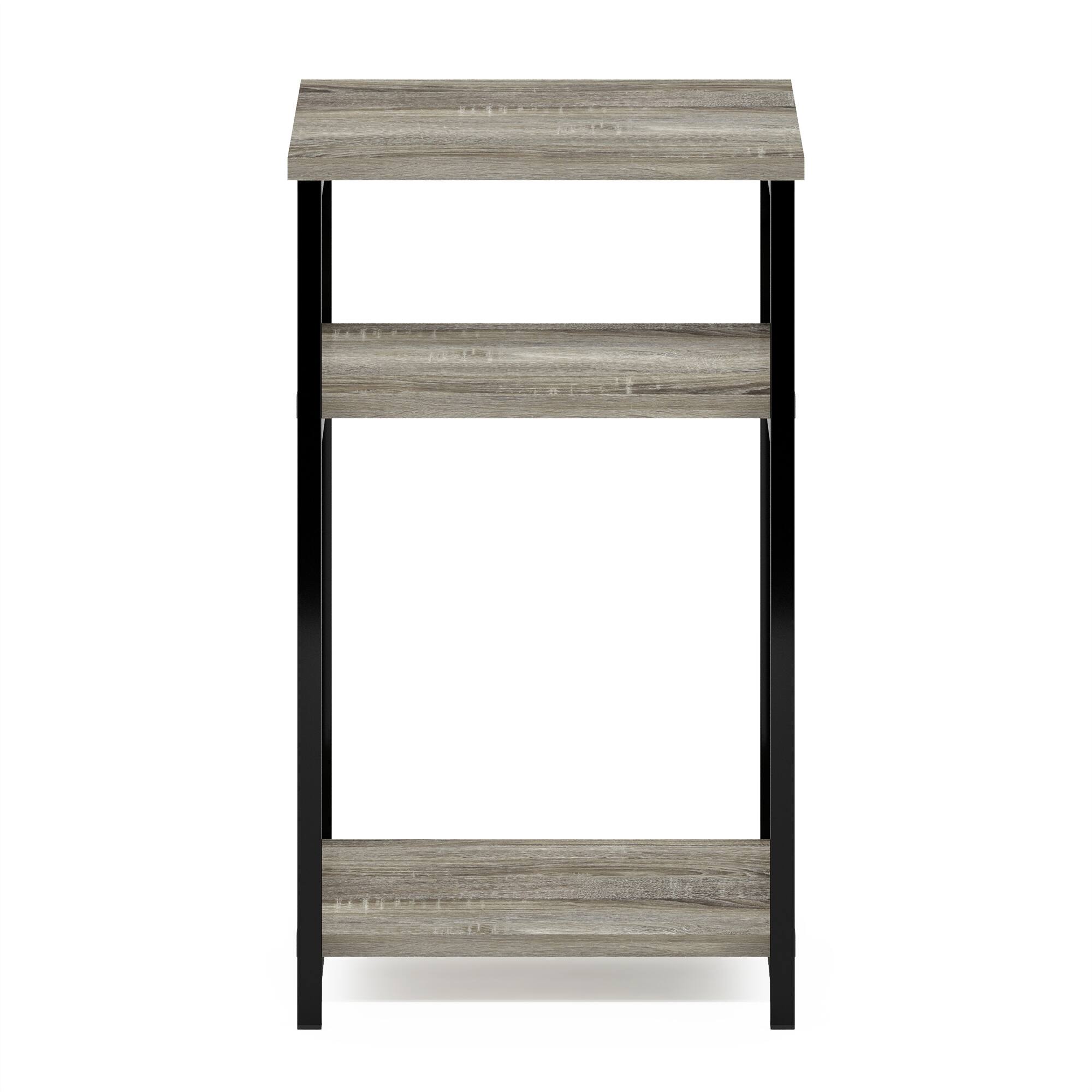 Alt View 5. Furinno - JUST Night Stand, Nightstand, 3-Tier Metal Frame End Table with Open Shelf, Side Table, End Table - French Oak.