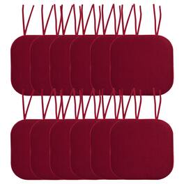 Sweet Home Collection - Honeycomb Memory Foam Non-Slip 16" x 16" Chair Cushion Pad with Ties, 12-Pack - Wine