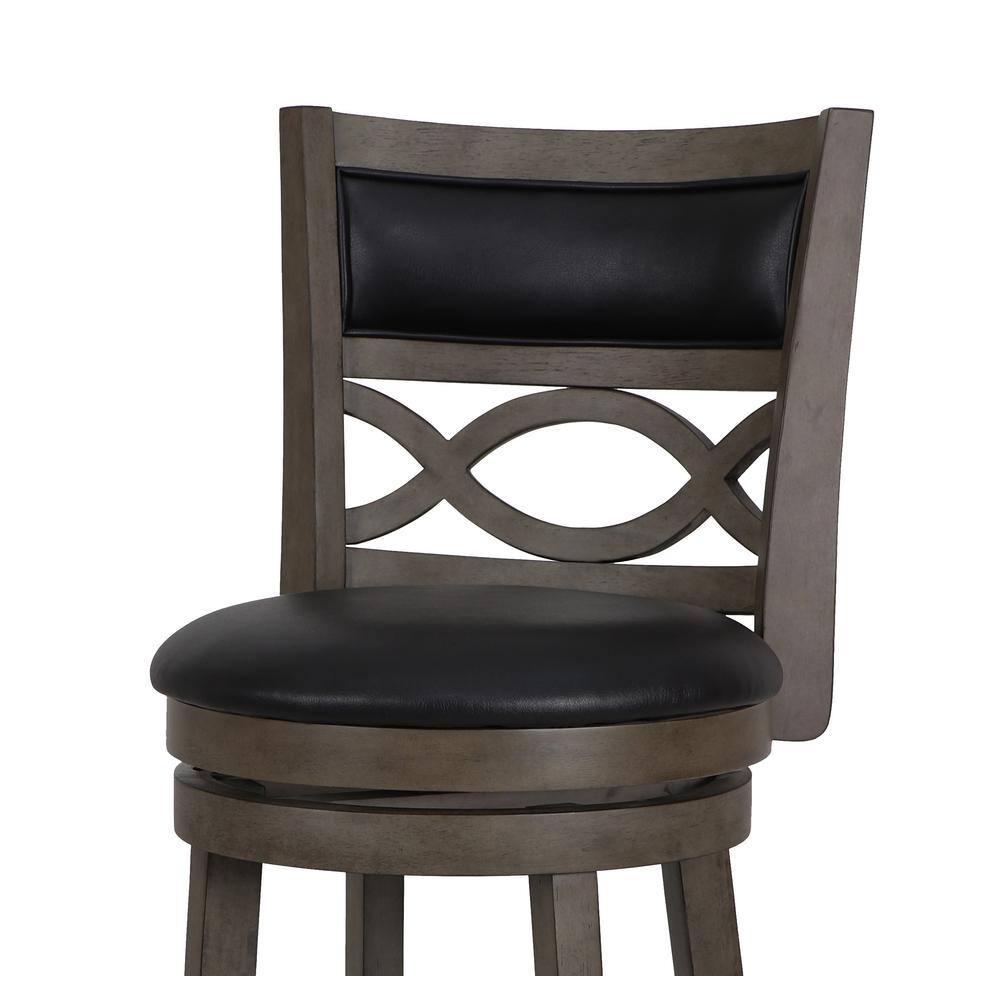 Left. New Classic Furniture - Manchester 29" Wood Bar Stool with Black PU Seat in Ant Gray - Gray.
