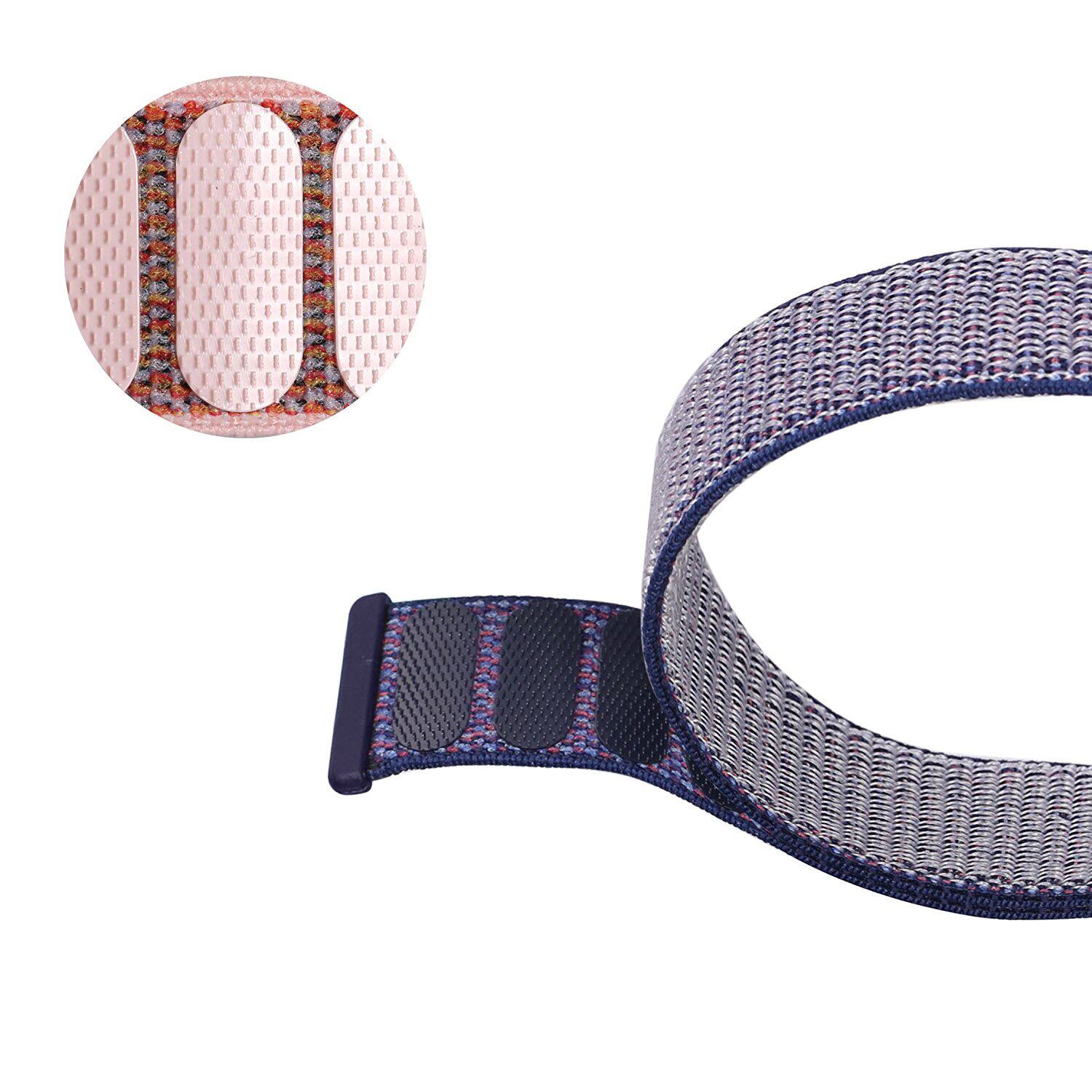 Left. StrapsCo - Everyday Nylon Sport Strap Watch Band For Fitbit Versa & Versa 2 - Blue & Grey.
