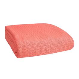 Dapper Styles - 100 Cotton Bed Blanket Breathable Blankets For Layering Any All Season - Coral-King (102 in x 90 in)