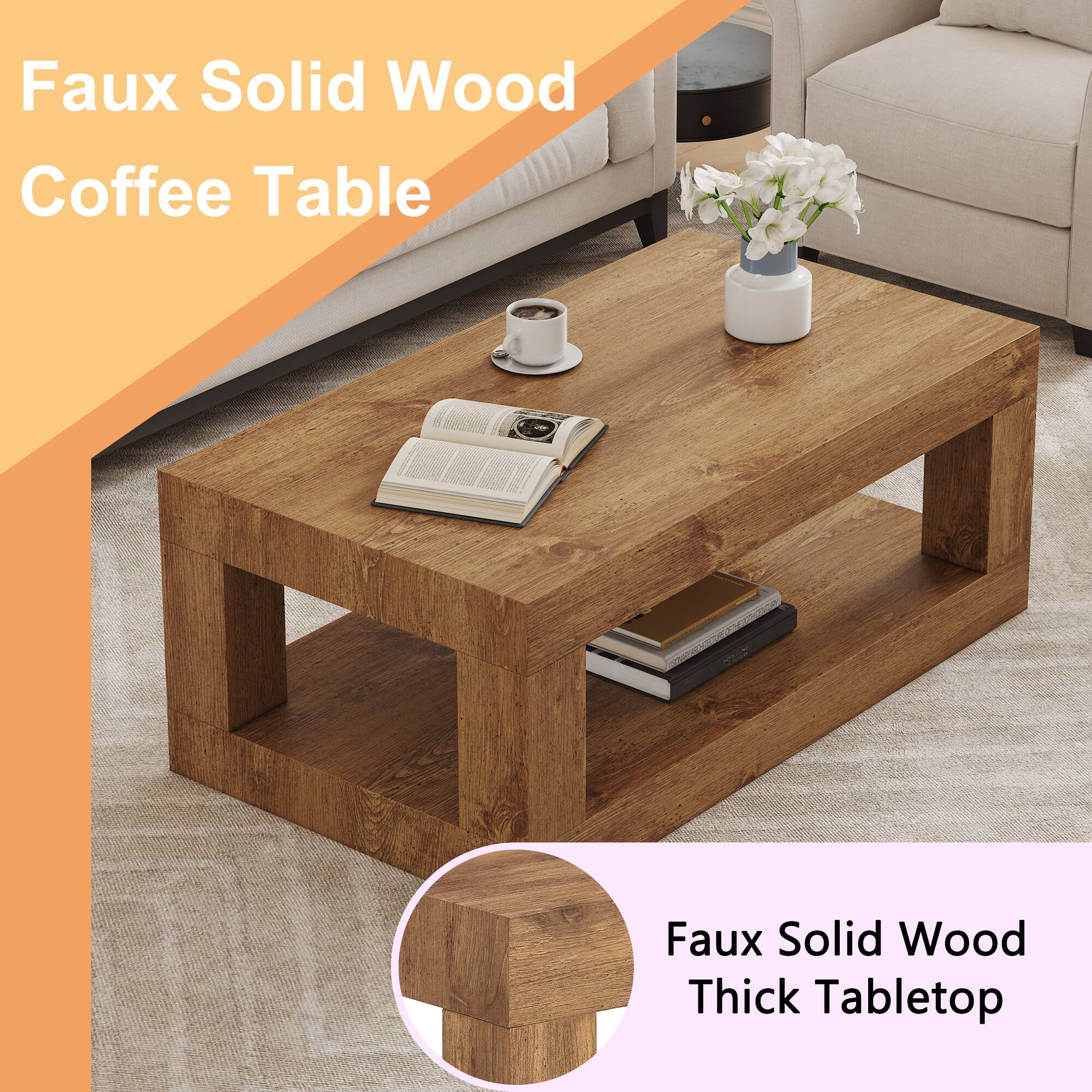 Faux Solid Wood Coffee Table  
Faux Solid Wood Thick Tabletop