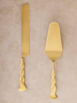 GAURI KOHLI - Santiago Cake Servers - Matte gold