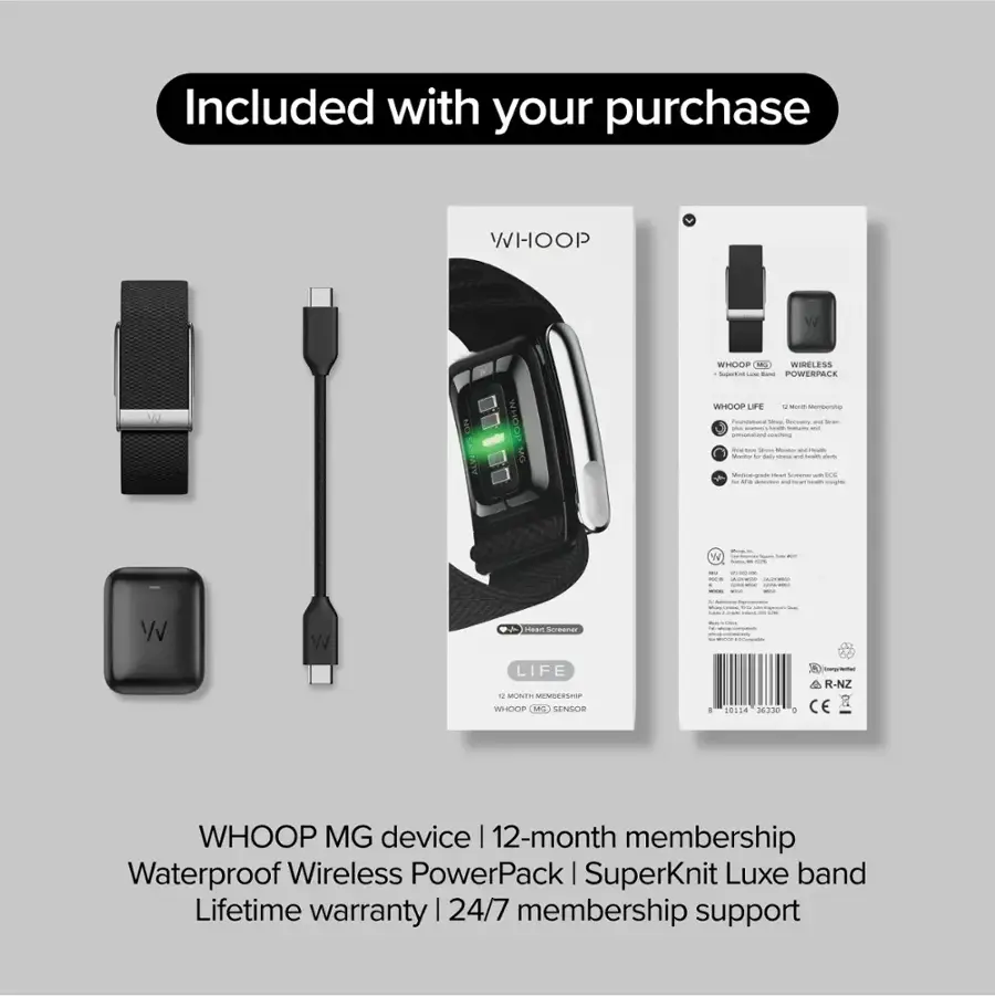 WHOOP MG Life Health and Fitness Tracker 12 Month Membership Obsidian ...