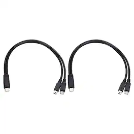 Unique Bargains - 2pcs Type C Male to Micro USB and Mini USB Male 11.8" 2-in-1 Cable - Black