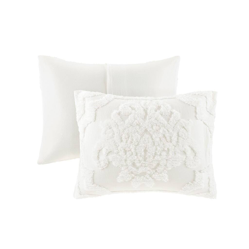 Alt View 3. Gracie Mills - Gracie Mills Fitzpatrick 3 piece Tufted Cotton Chenille Damask Comforter Set - Off-White.