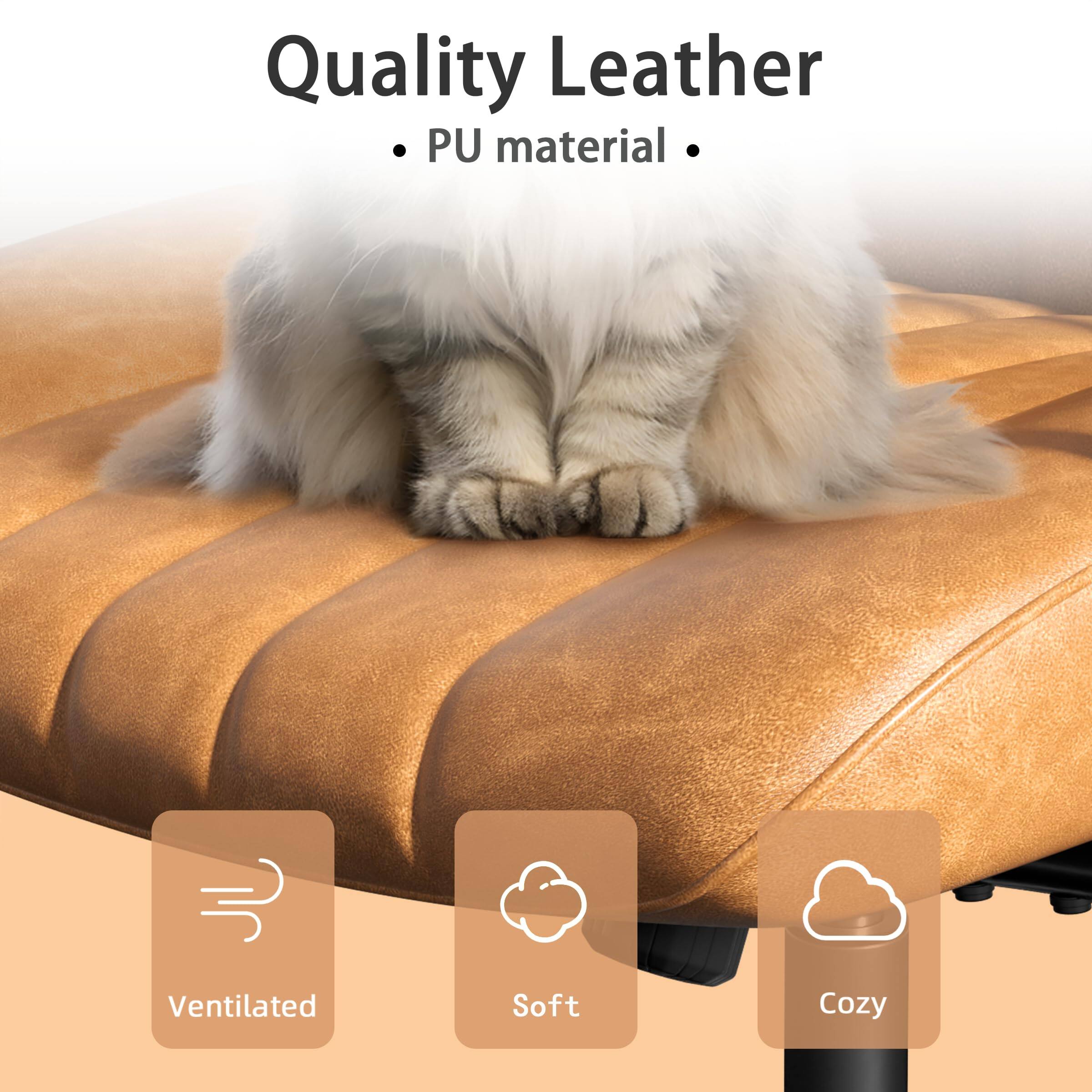Quality Leather  
- PU material  

Ventilated  
Soft  
Cozy