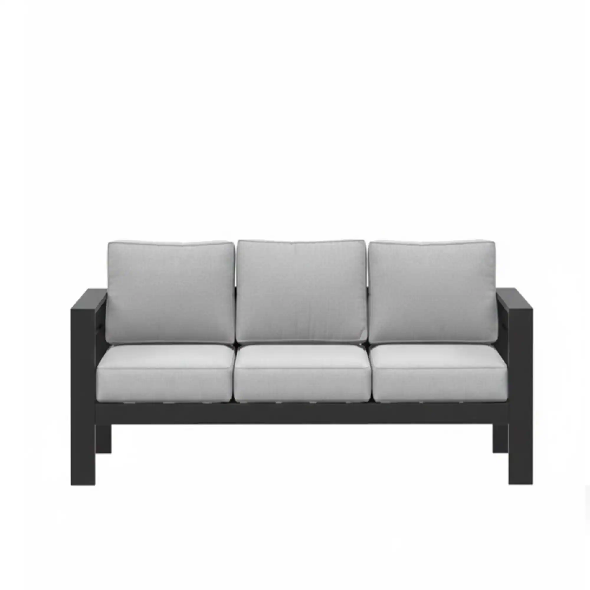 Alt View 5. Mondawe - 75" 3-Seat Metal Patio Sofa Couch with Cushions - Black+Grey.