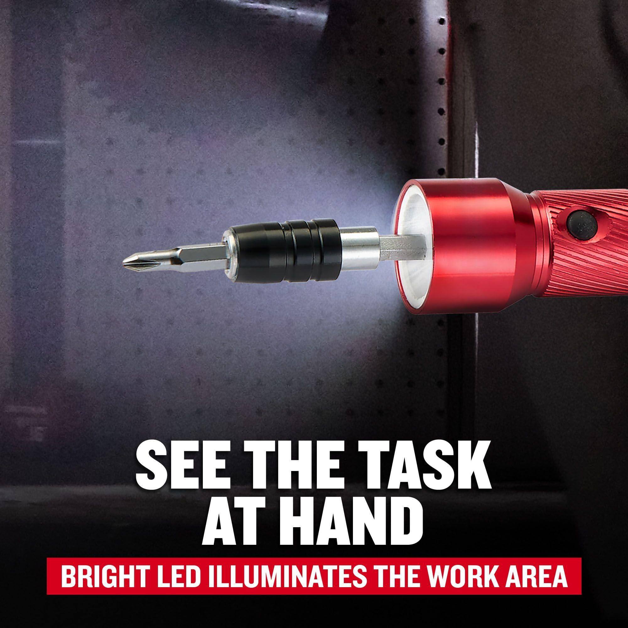 SEE THE TASK AT HAND  
BRIGHT LED ILLUMINATES THE WORK AREA