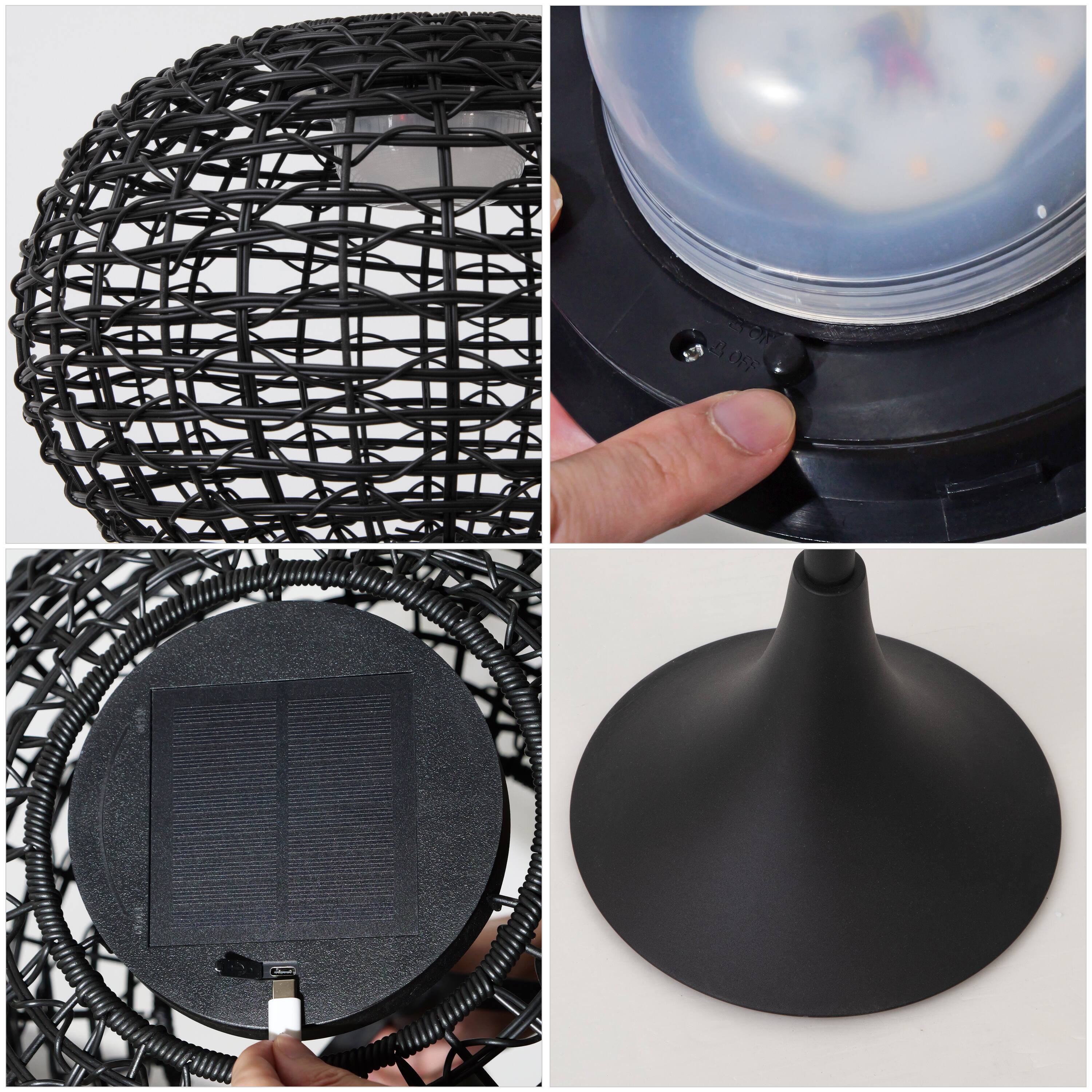 Alt View 4. Jonathan Y - Jaemin 58" Modern Coastal Faux Rattan Integrated Indoor/Outdoor LED Solar Powered Floor Lamp, Black - Black.