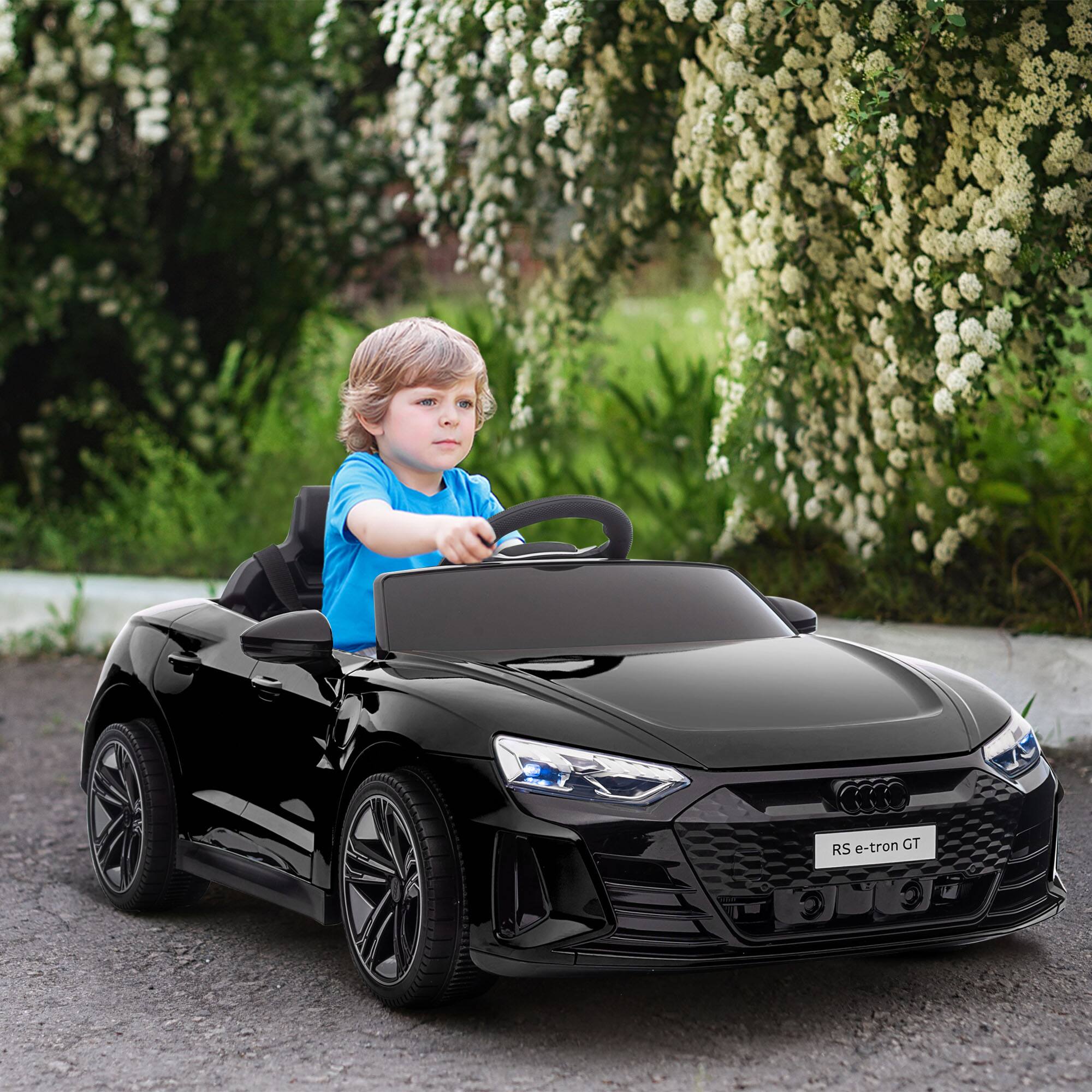 Angle. Aosom - Kids Ride on Car, 12V Licensed Audi RS E-tron GT 3.1 MPH Electric Car with Remote, 4 Wheels, Suspension, Horn, Music.