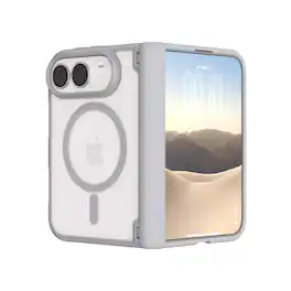 Dteck - Magnetic for iPhone Duo Case with Hinge Protection, Fit for MagSafe, Translucent Matte Hybrid Rugged Phone Cover - Gray