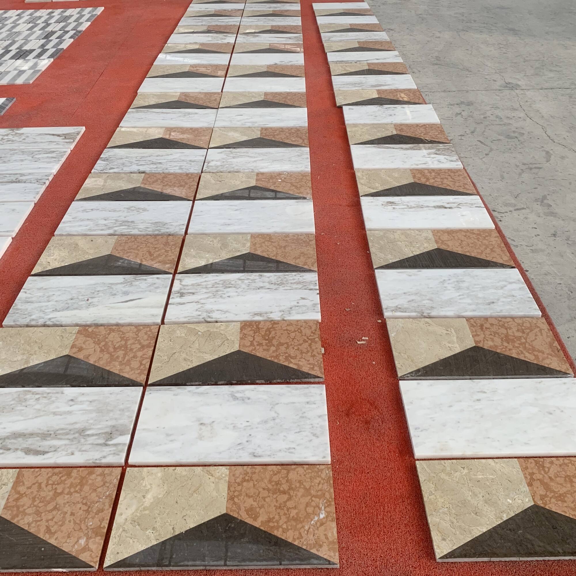 Alt View 4. GOODSILO - Premium Waterjet Polished Marble Tiles for Floor and Wall Decor in Classic White Gold Red Grey - White+Multi.