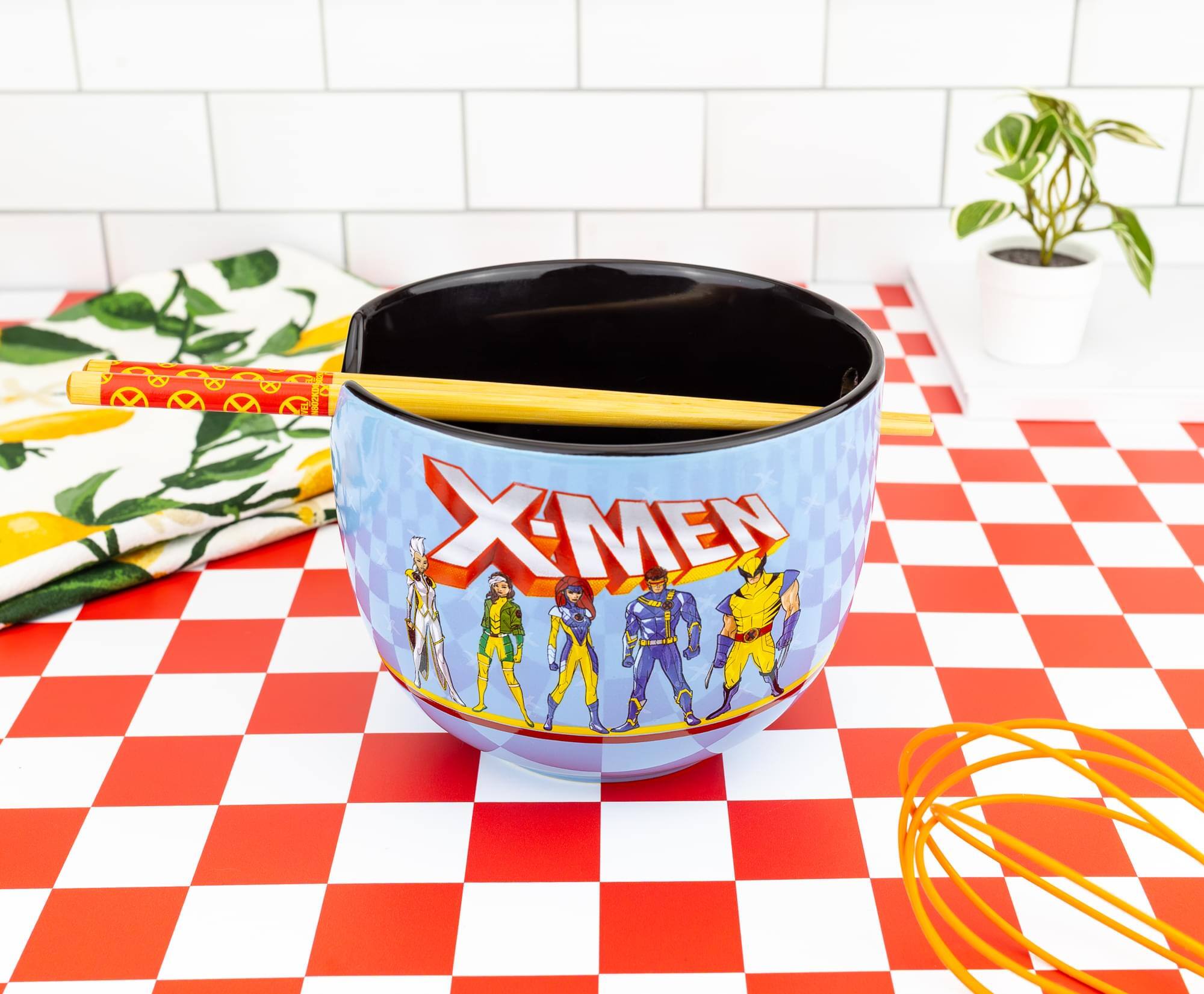 Alt View 3. Marvel - Marvel X-Men Characters 20-Ounce Ramen Bowl and Chopstick Set - Blue.