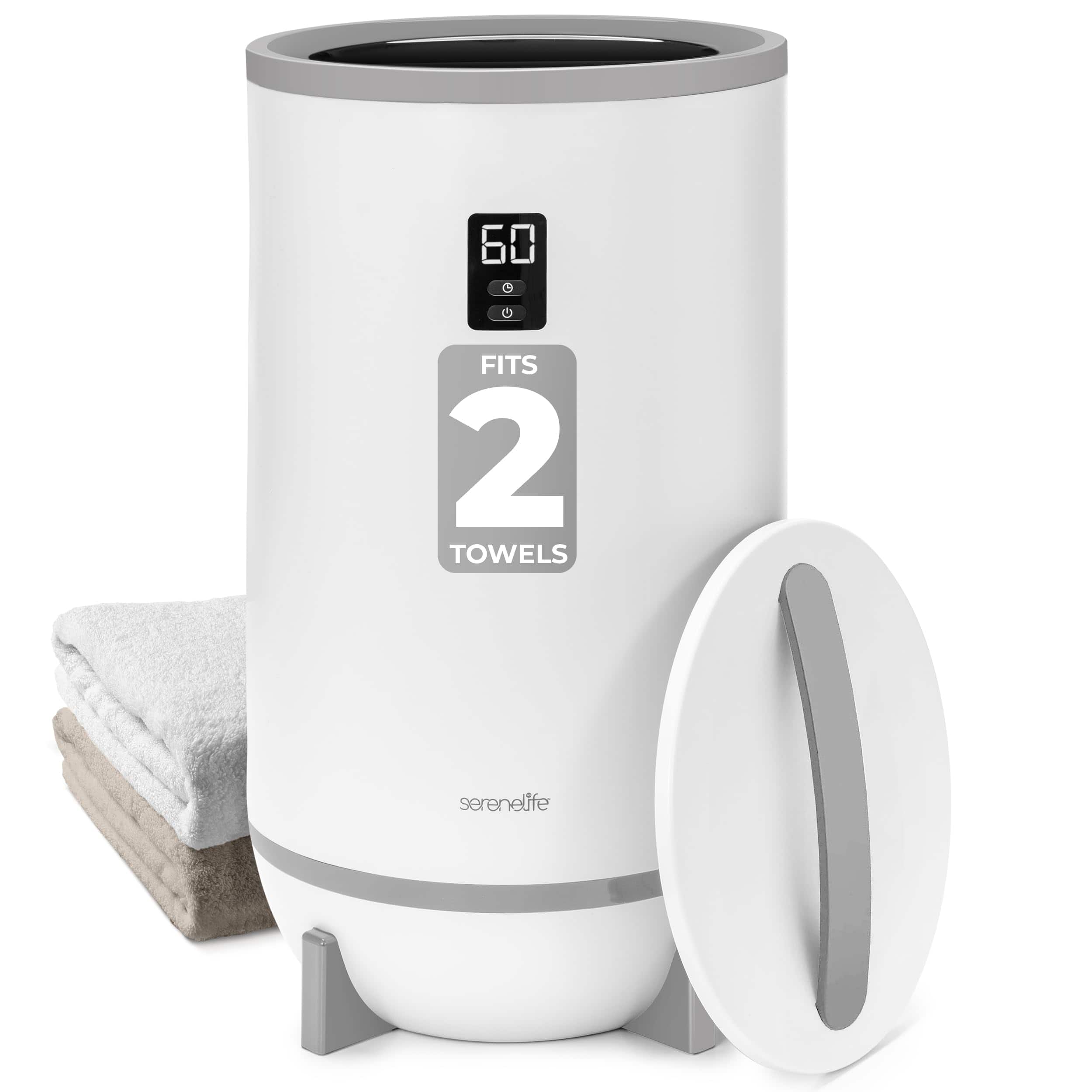 SereneLife - Towel Warmer & Blanket Warmer - Single Touch Hot Towel Warmer with LED Ring- 20L Capacity - Gray