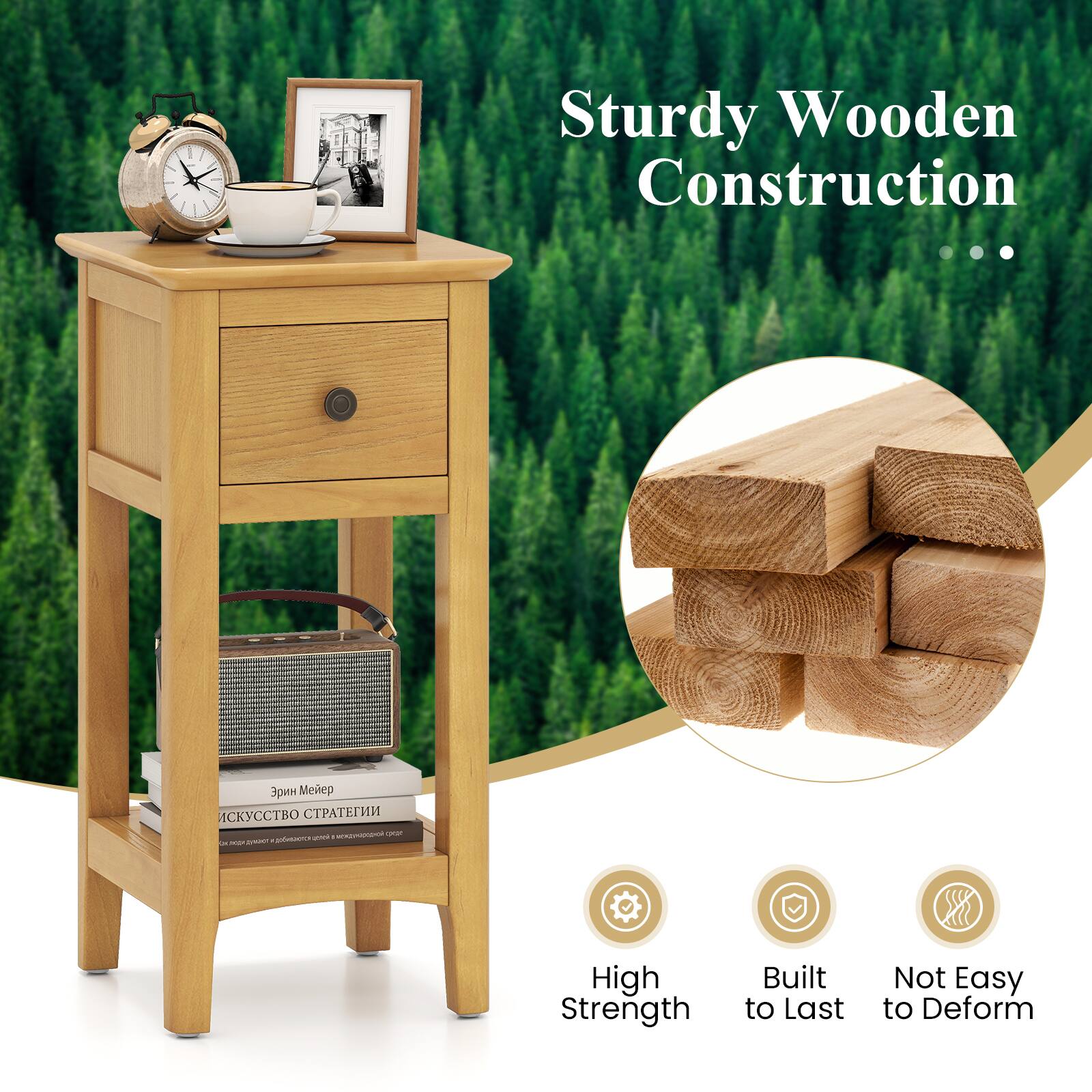 Sturdy Wooden Construction

- High Strength
- Built to Last
- Not Easy to Deform