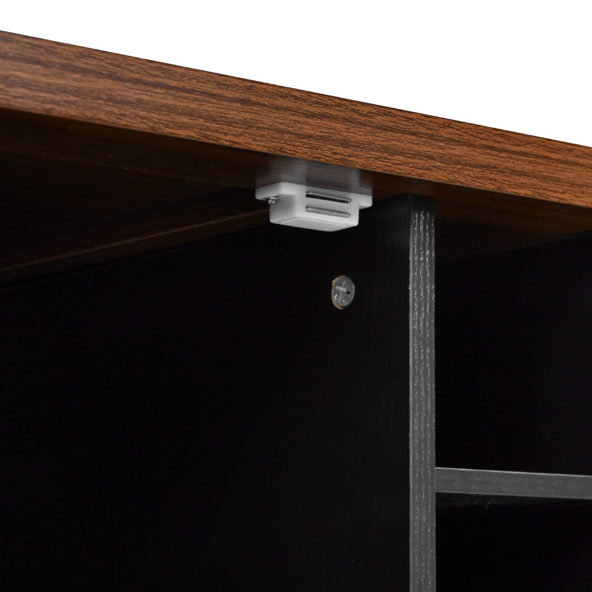 Alt View 6. ELEMENT ACE - Farmhouse Kitchen Island with Drop Leaf, Power Outlet, Storage Cart and Wheels - Black.