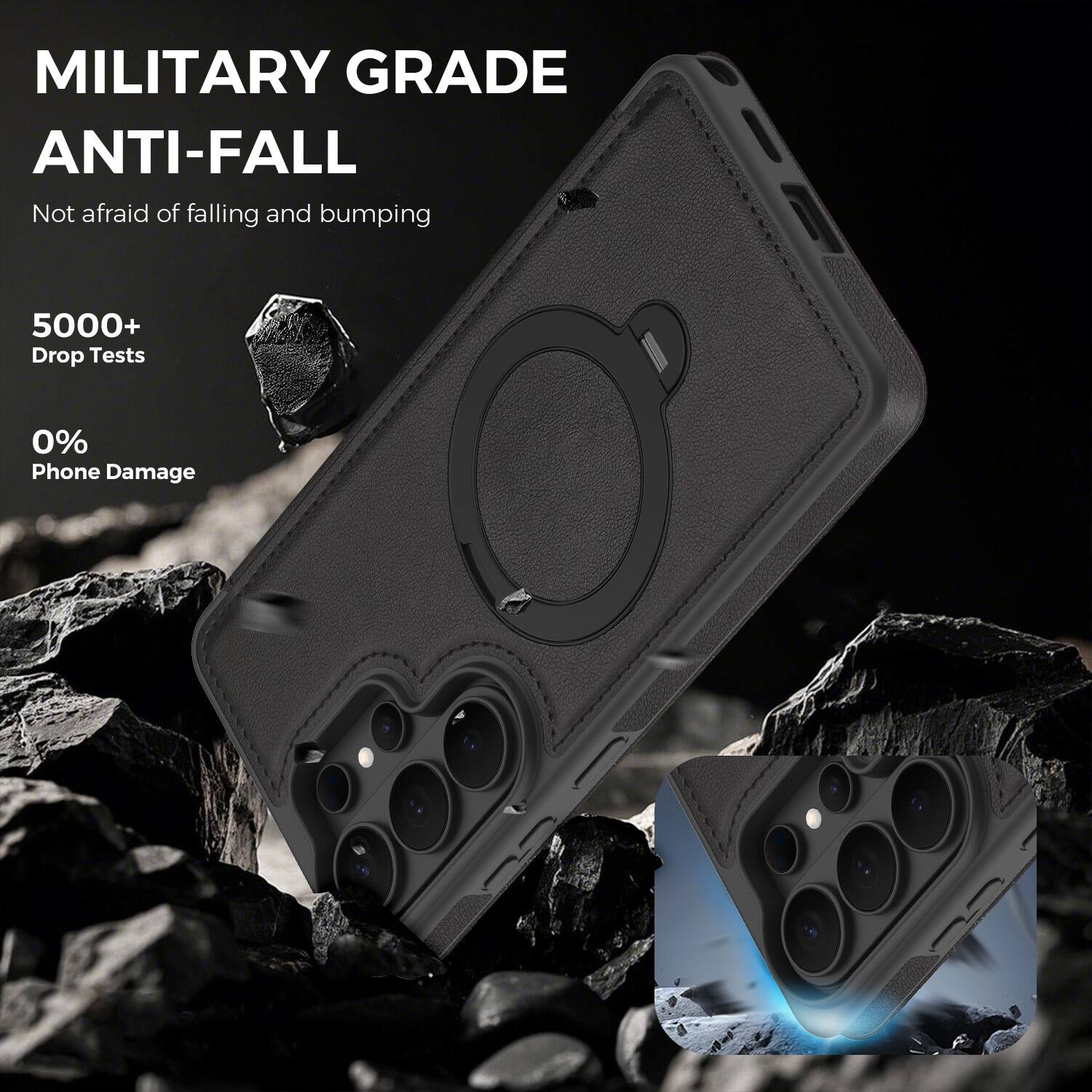 MILITARY GRADE ANTI-FALL  
Not afraid of falling and bumping  
5000+ Drop Tests  
0% Phone Damage