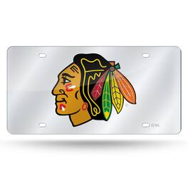 Rico Industries - Chicago Blackhawks NHL Mirrored Laser Cut License Plate Laser Tag - Multi