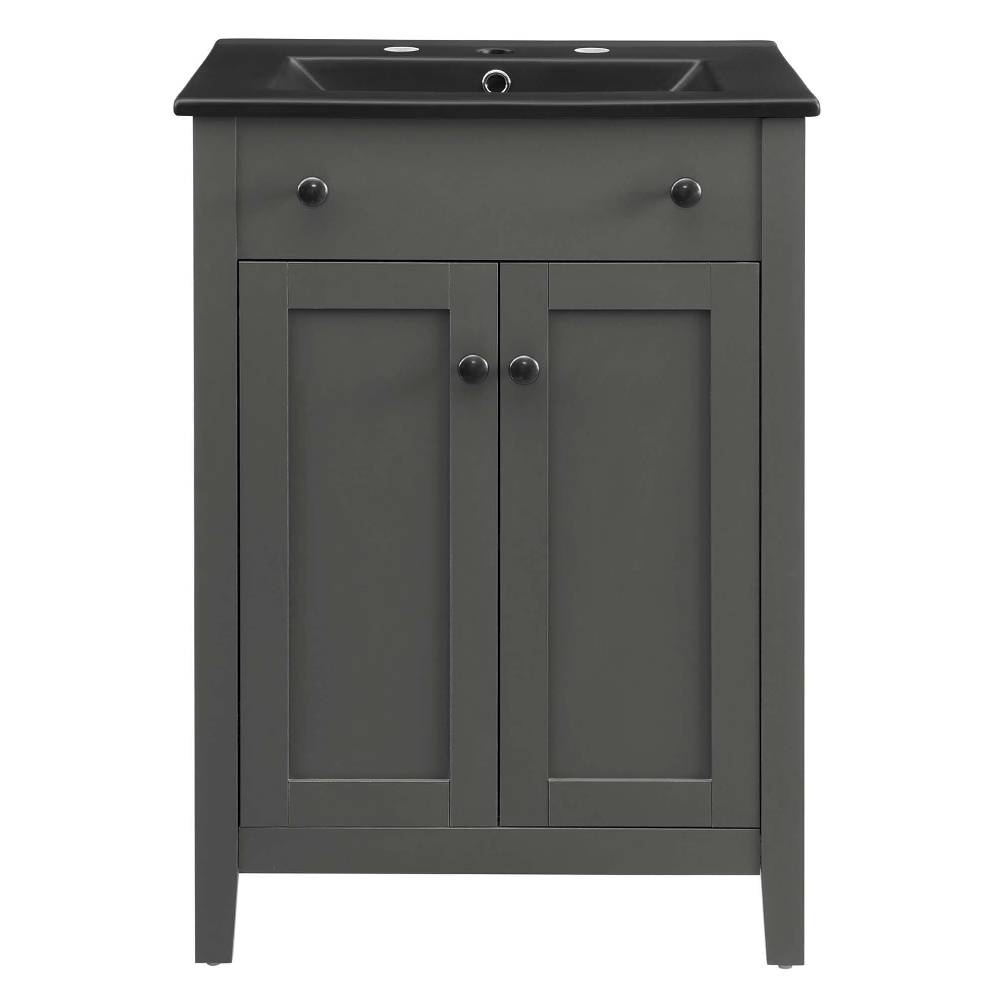 Alt View 2. Modway - Nantucket Bathroom Vanity Basin Included - Gray Black.