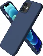 Front. Ornarto - ORNARTO Compatible with iPhone 12 Mini Case 5.4", Slim Liquid Silicone 3 Layers Full Covered Phone Case-Navy Blue - Navy Blue.