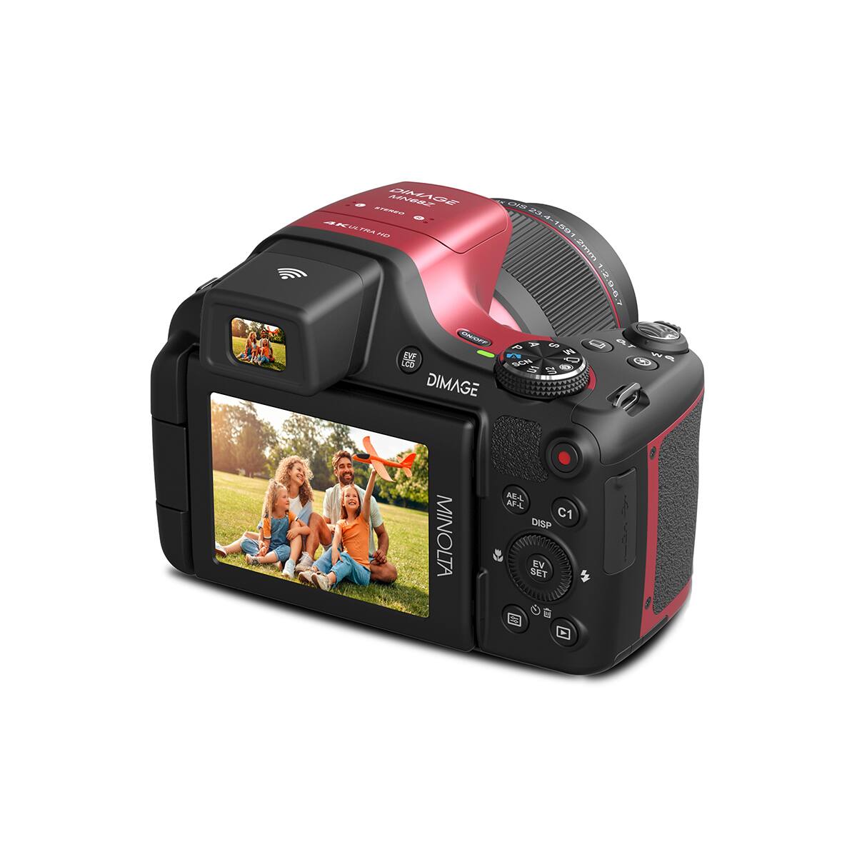 ATERRO MN68Z OIS 23 L/C. TMA 1591 HD 2mm 7 1:2.9-6.7 ON/OFF S EVE M LCD SCN U1 G U2 DIMAGE AE-L AF-L C1 DISP MINOLTA SET EV