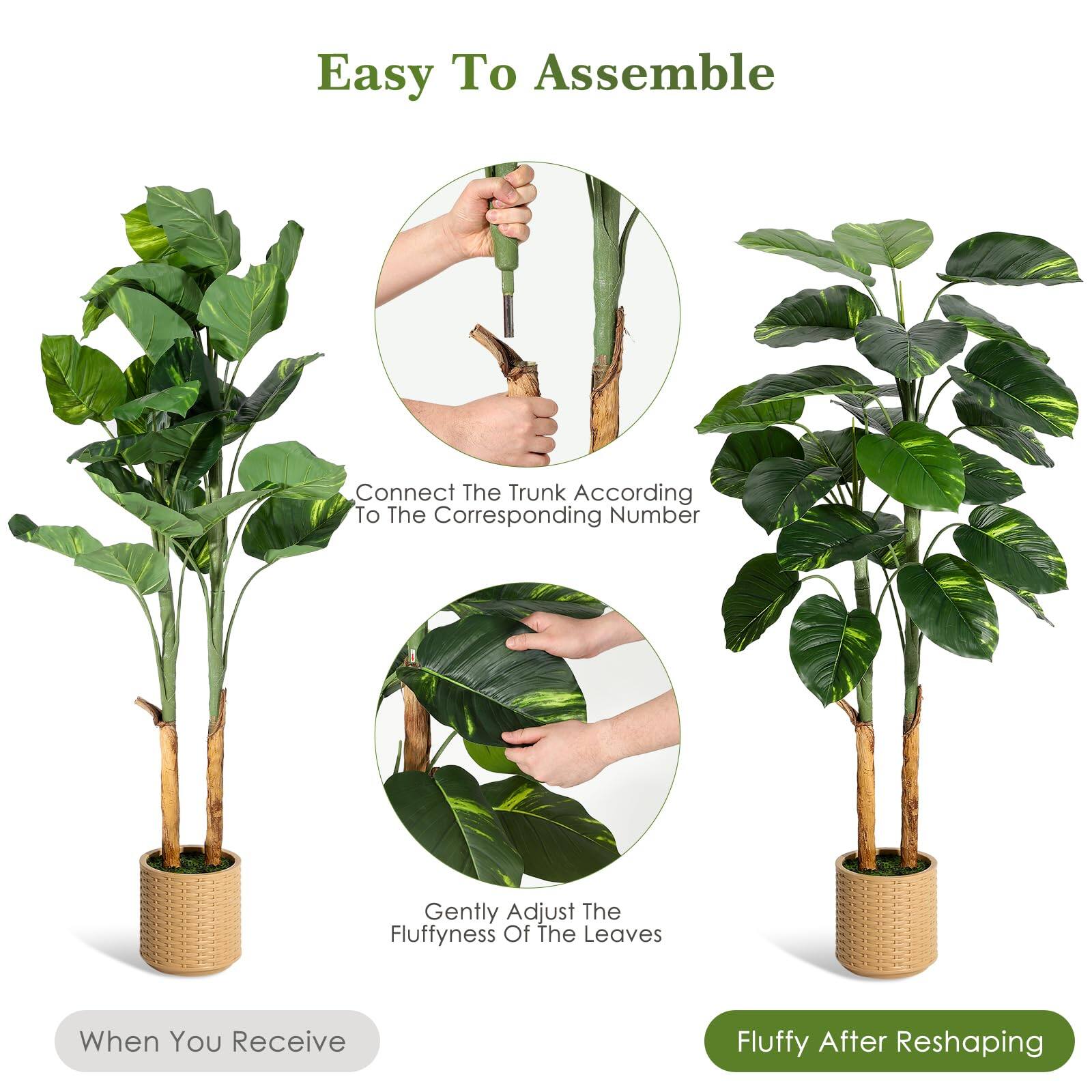 Easy To Assemble

Connect The Trunk According To The Corresponding Number

Gently Adjust The Fluffyness Of The Leaves

When You Receive

Fluffy After Reshaping